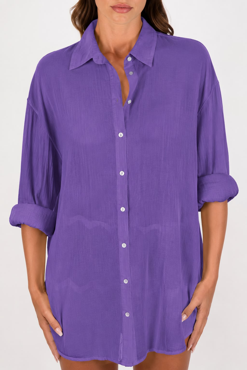 Tensione in - Maxi camicia in mussola di cotone