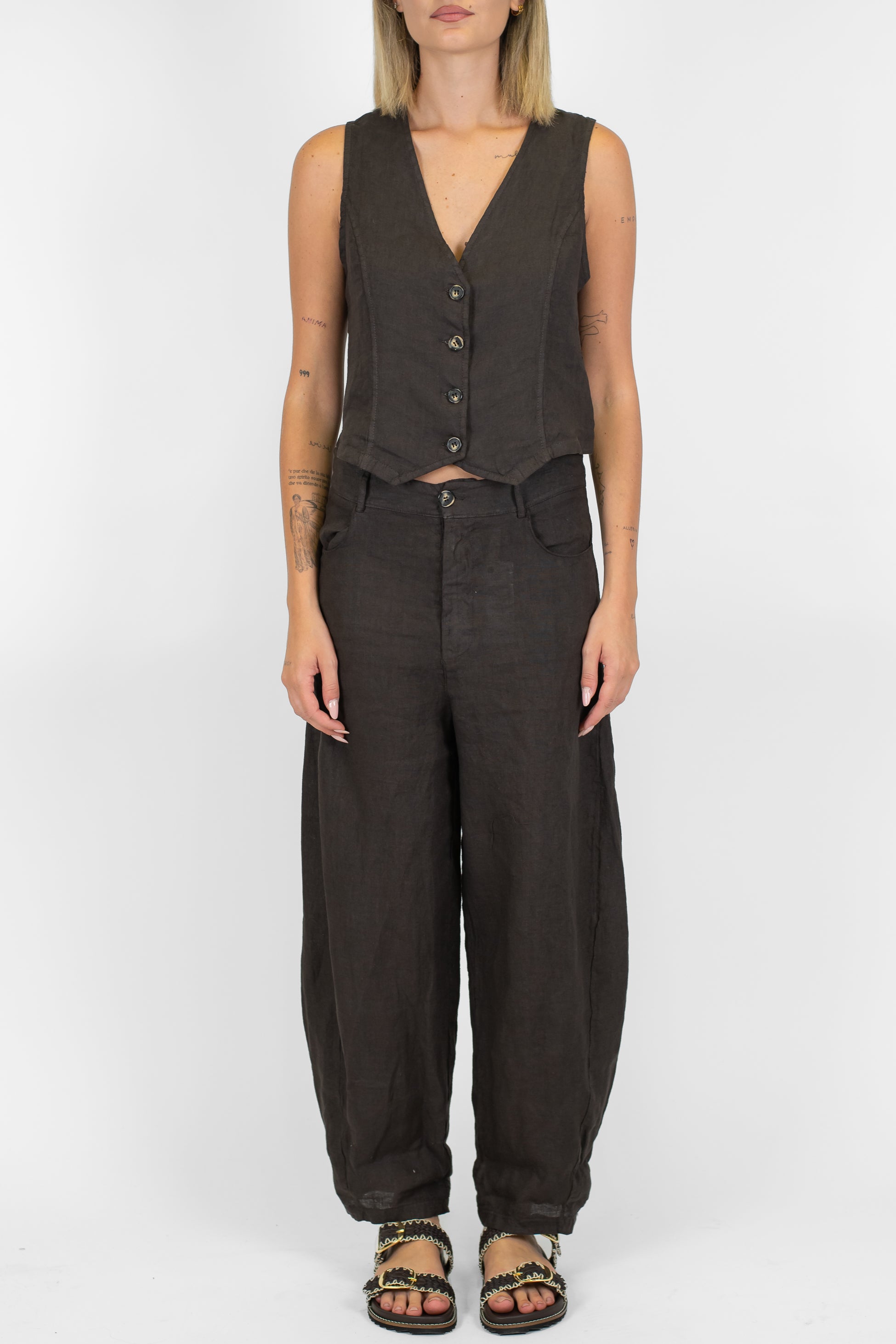 Haveone - Pantalone balloon in puro lino