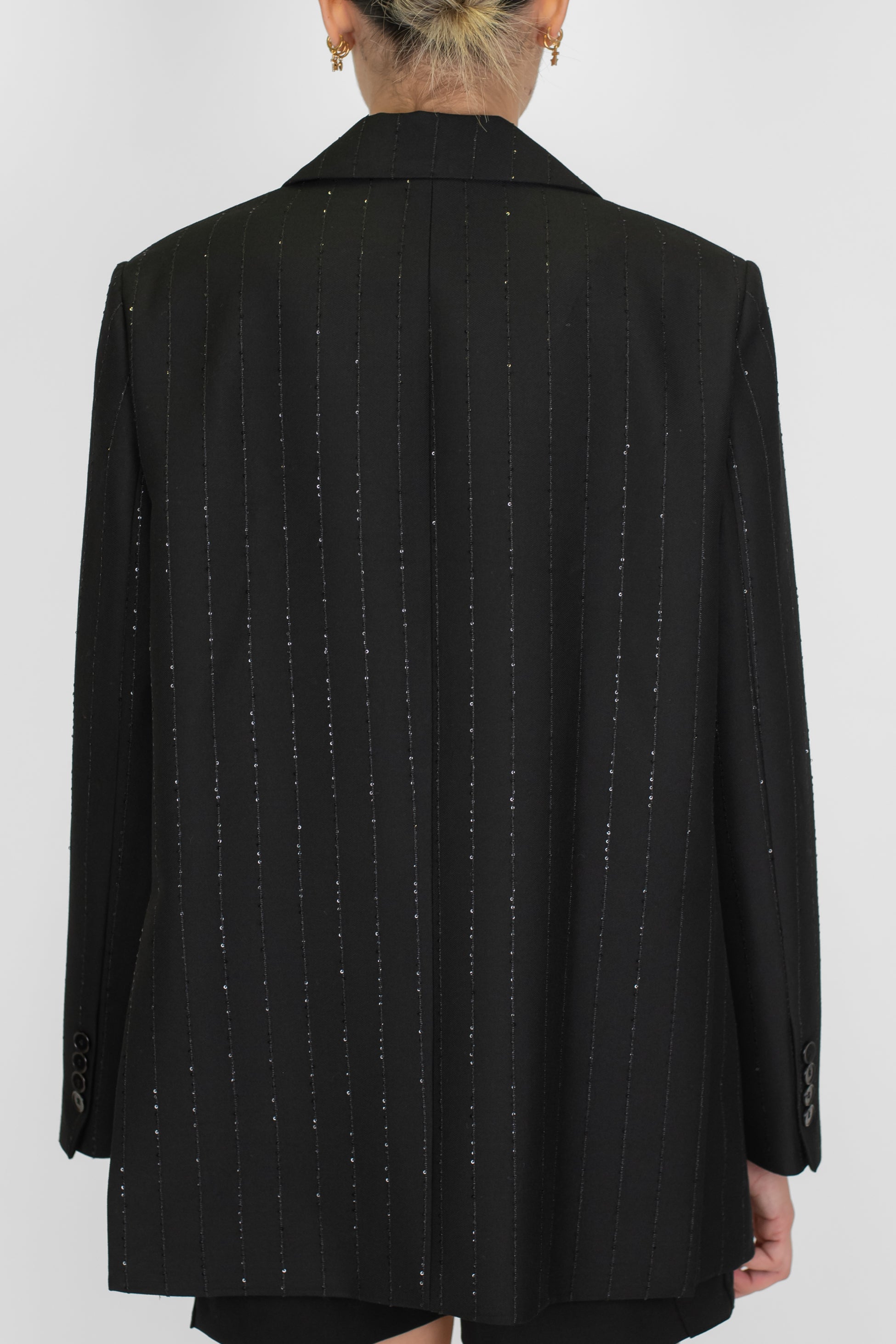 Tensione in - Giacca monopetto fantasia gessata con piallettes