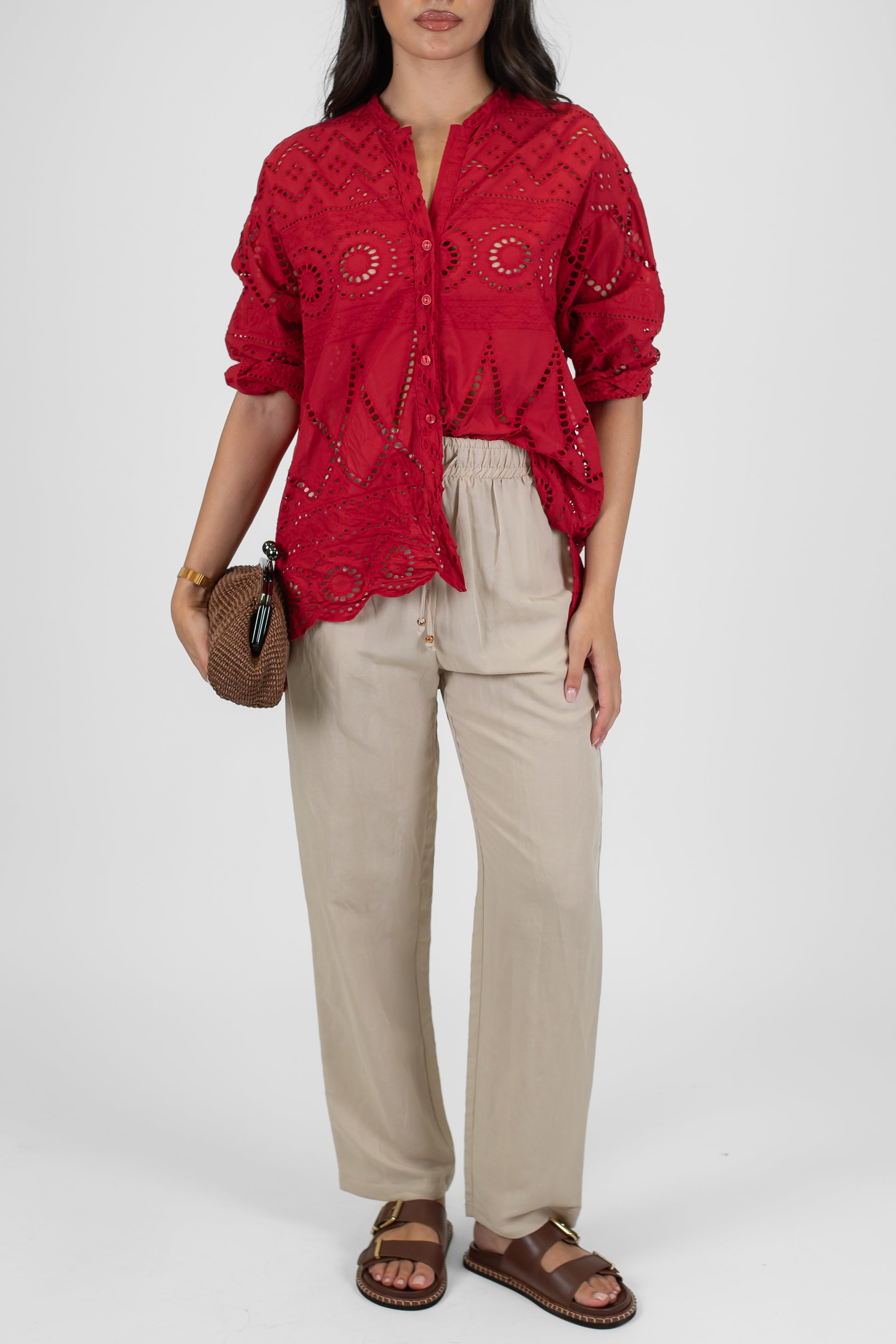 Motel - Pantalone in misto lino e viscosa con coulisse