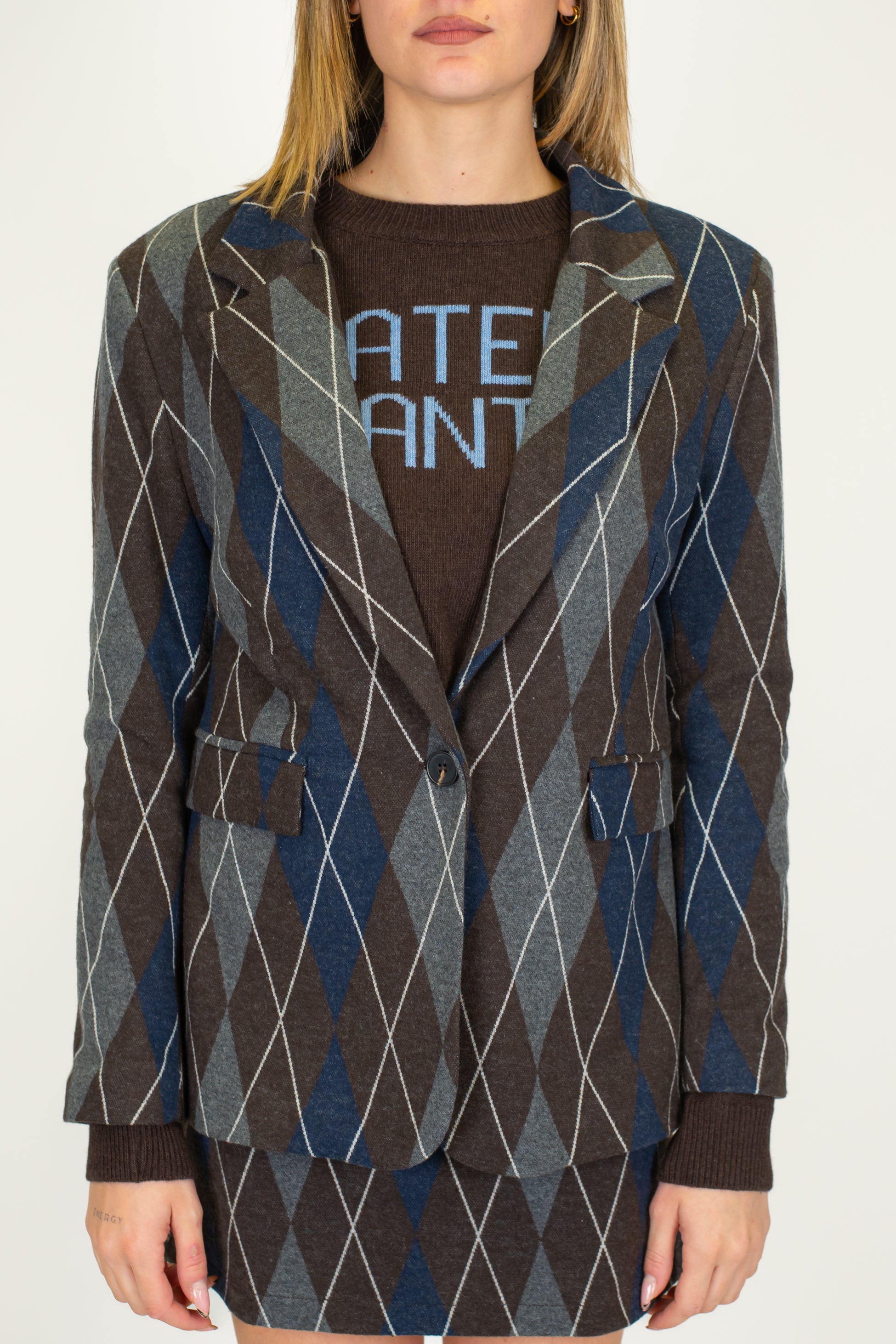 Tensione in - Giacca monopetto fantasia rombi