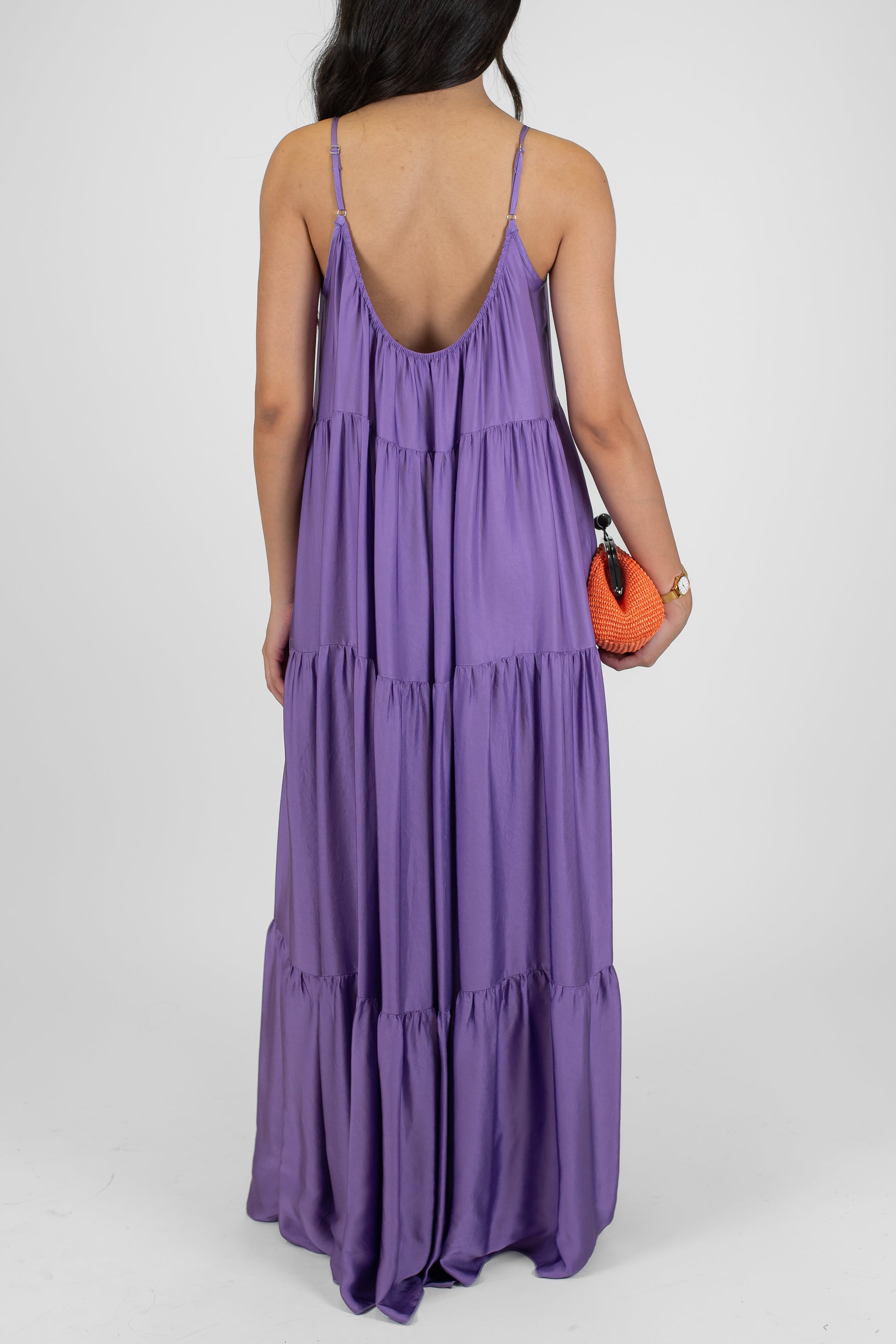 Motel - Abito lungo con balze in viscosa