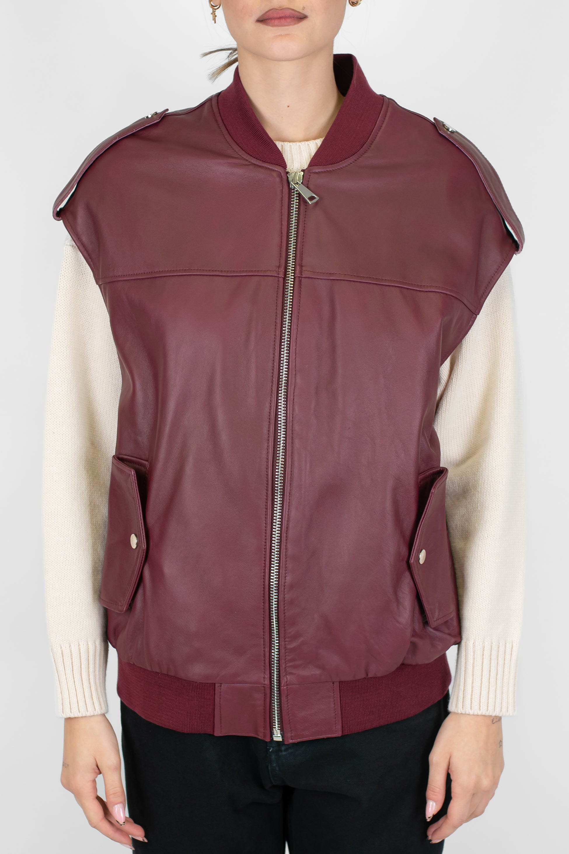 Dixie - Gilet in ecopelle con chiusura zip