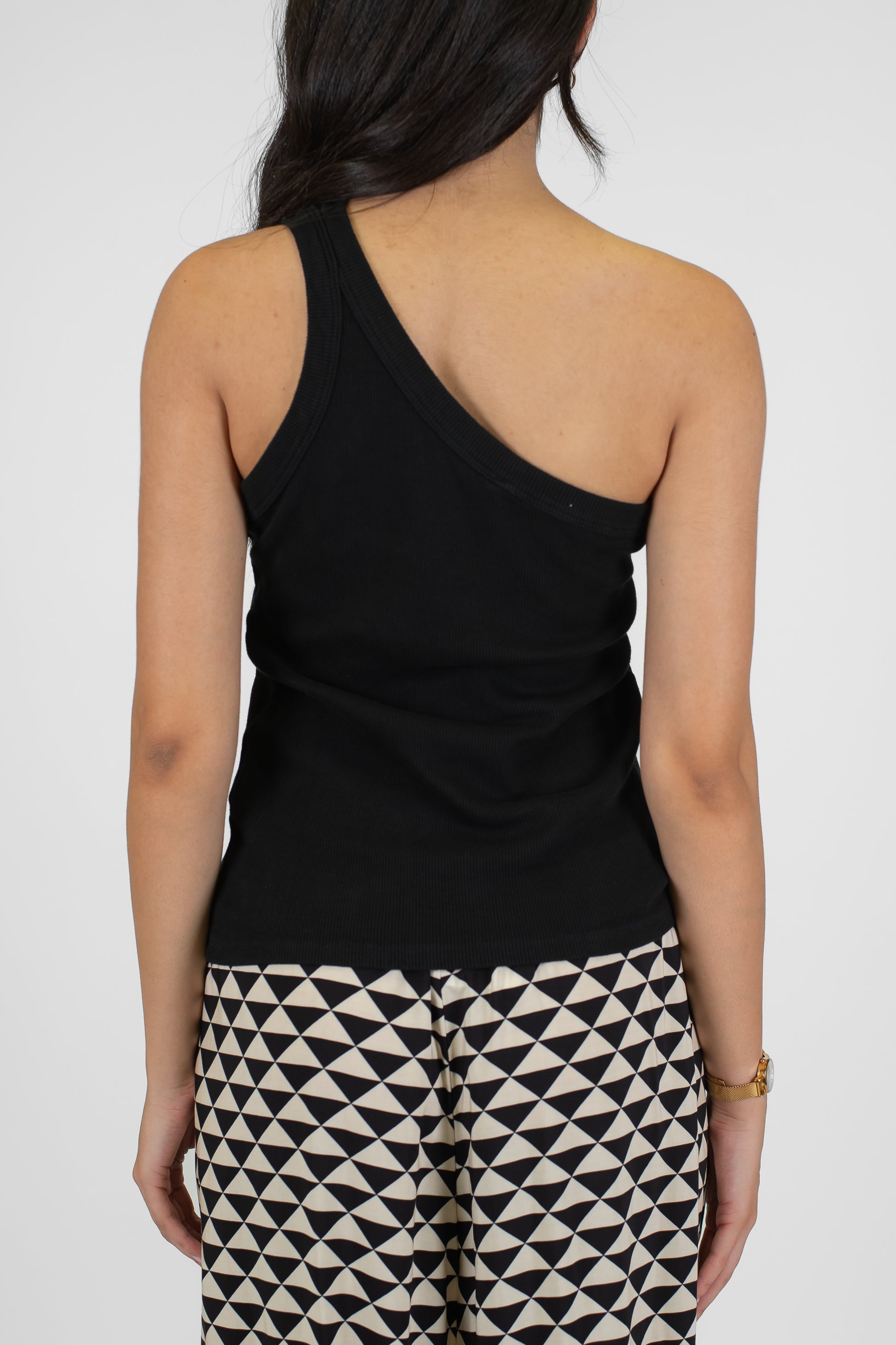 Tensione in - Top monospalla a costine in cotone