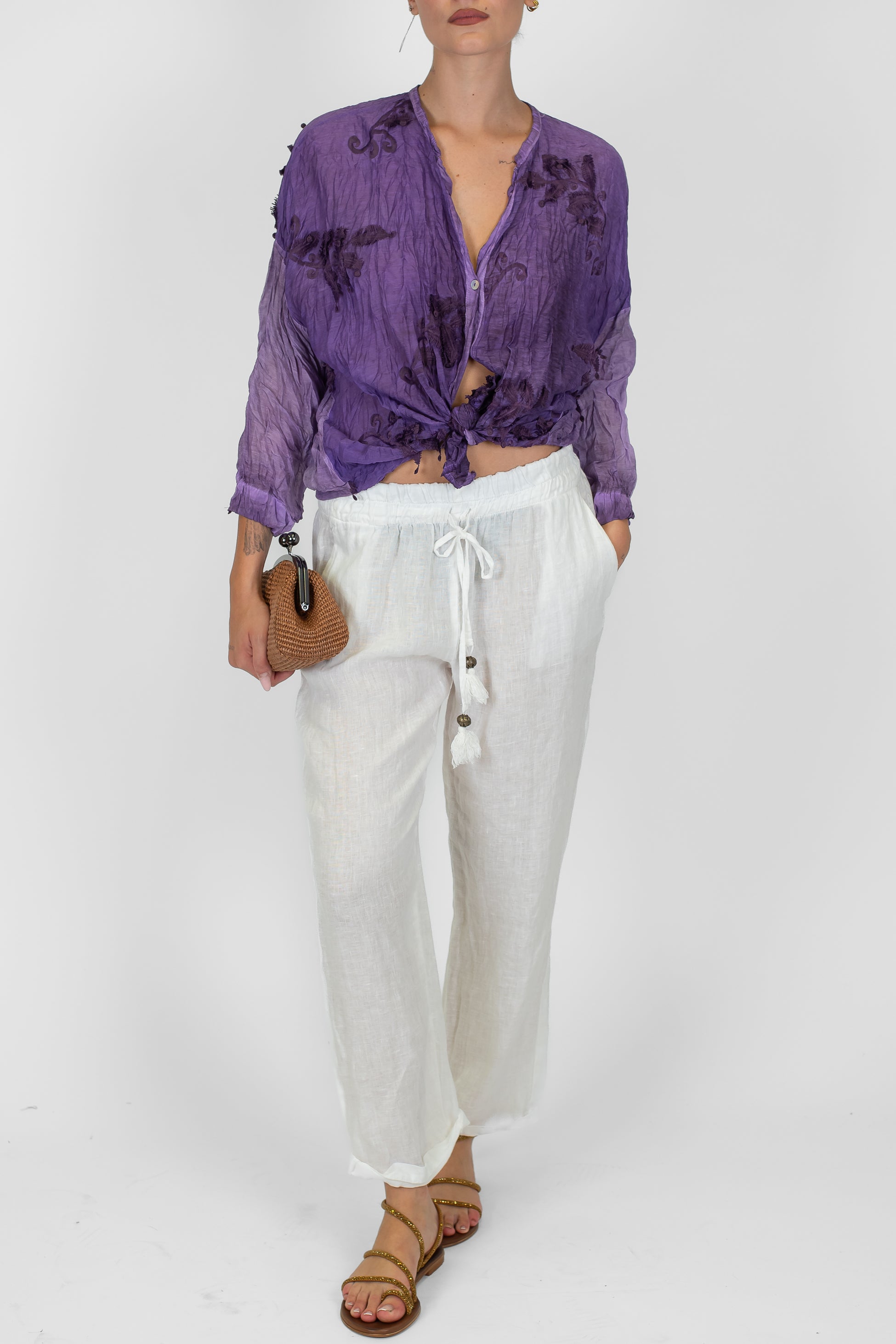 Motel - Pantalaccio regular in pure lino