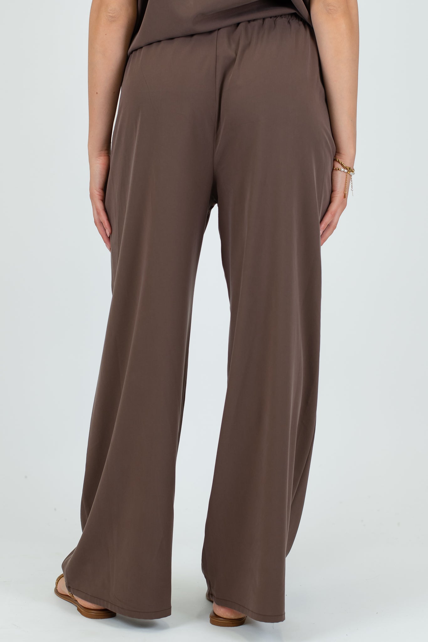 Haveone - Coordinato blusa scollo V e pantalone palazzo in cupro