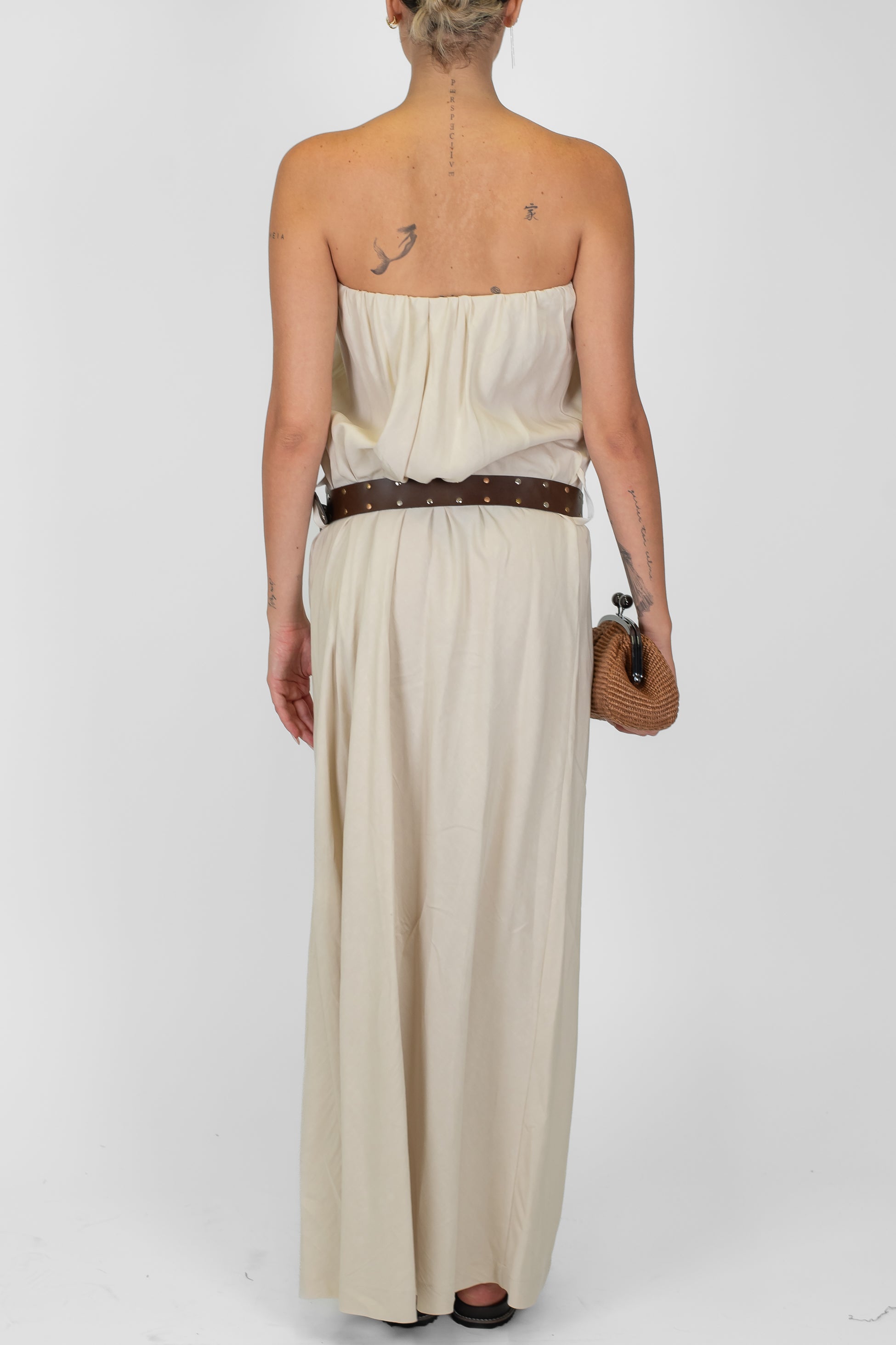 Tensione in - Abito a fascia in viscosa/lino con cintura