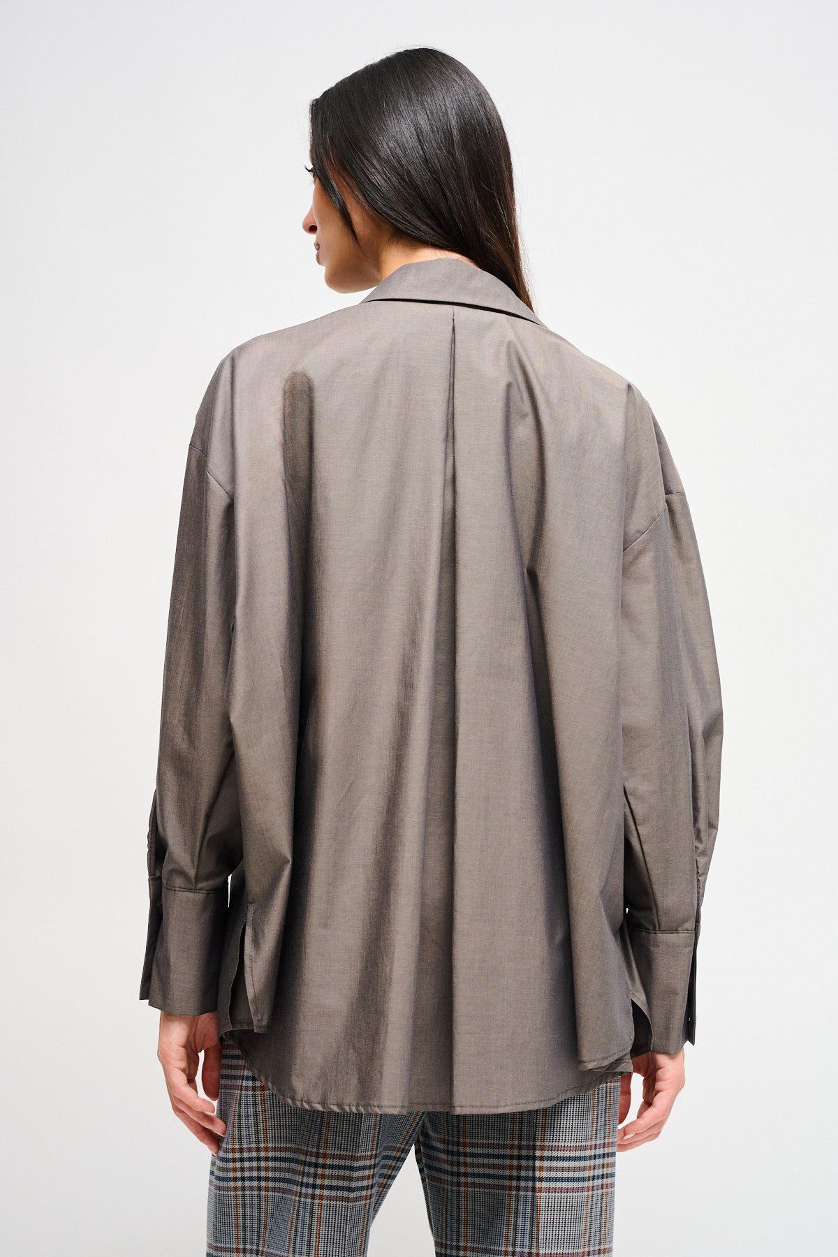 Maryley - Camicia over in cotone con bottoni gioiello