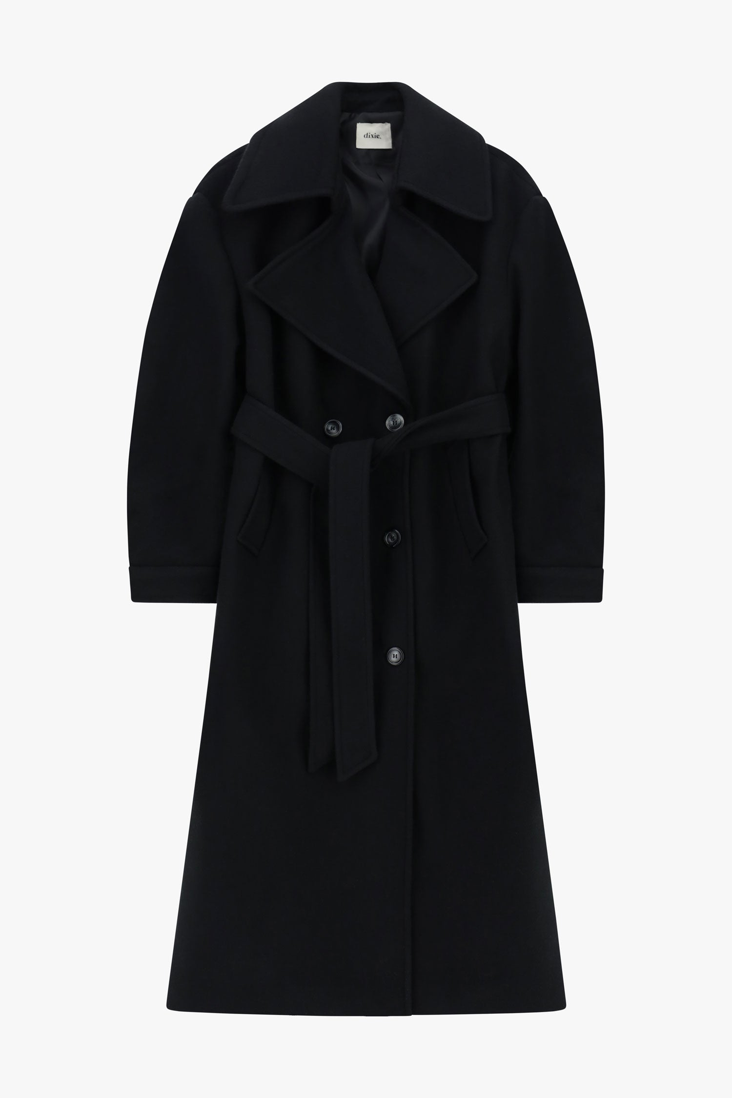 Dixie - Cappotto doppiopetto con cintura e maxi revers