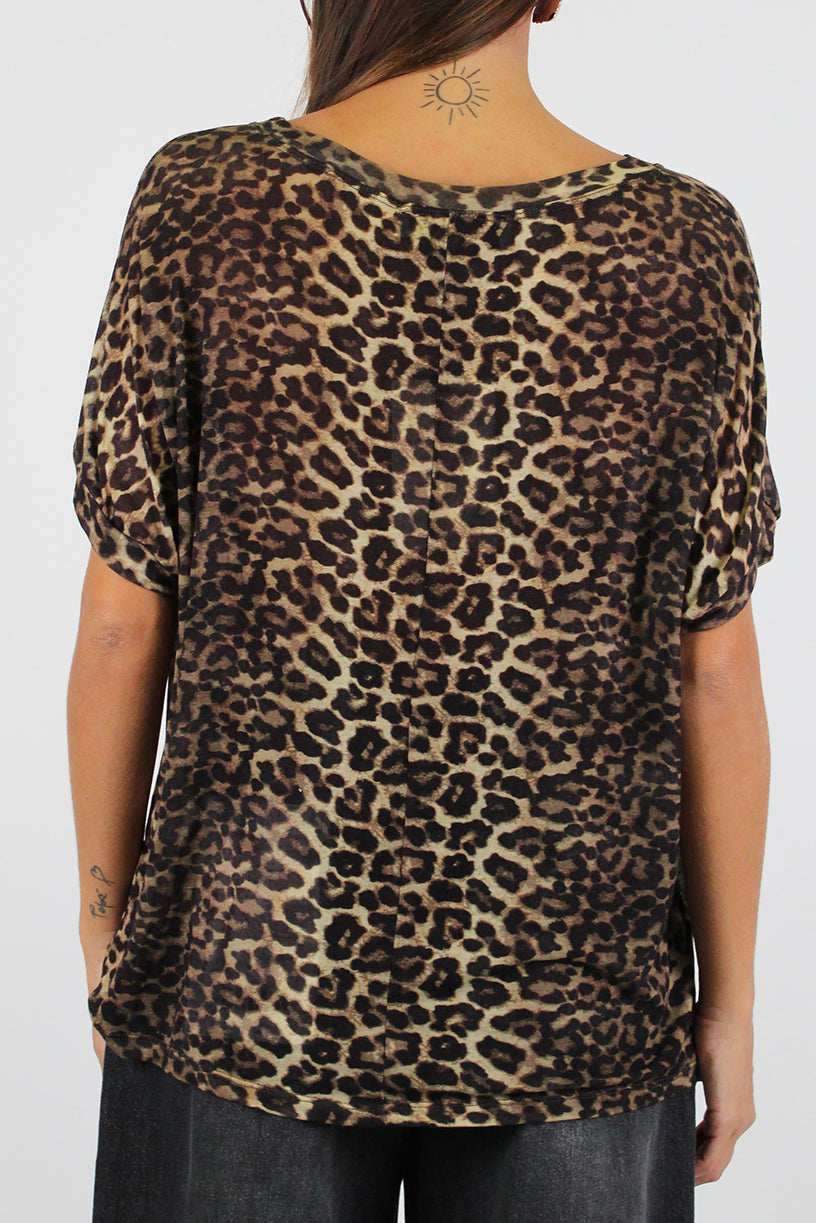 Haveone - T shirt in viscosa fantasia macula