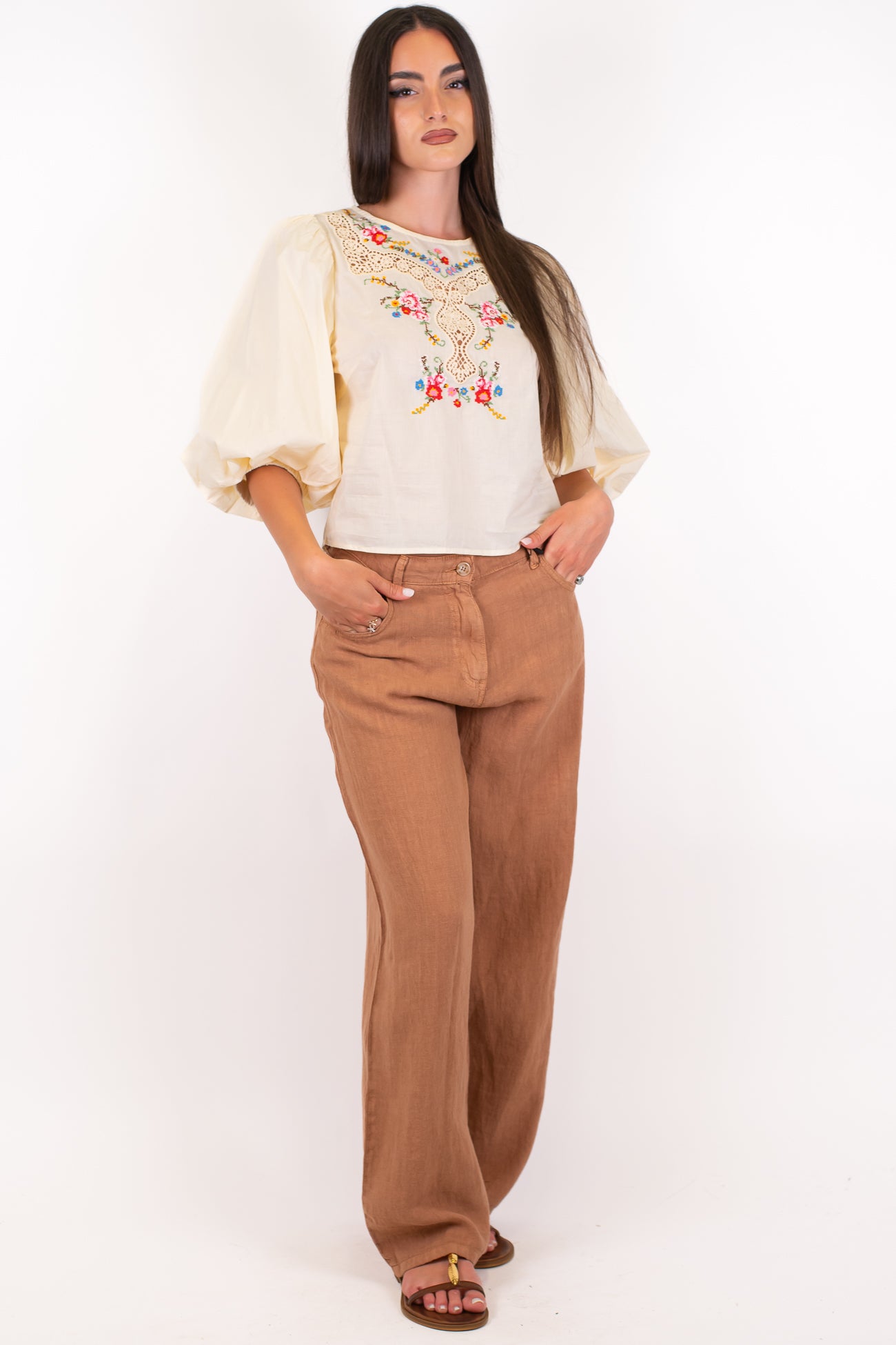Haveone - Pantalone in puro lino modello BELLA