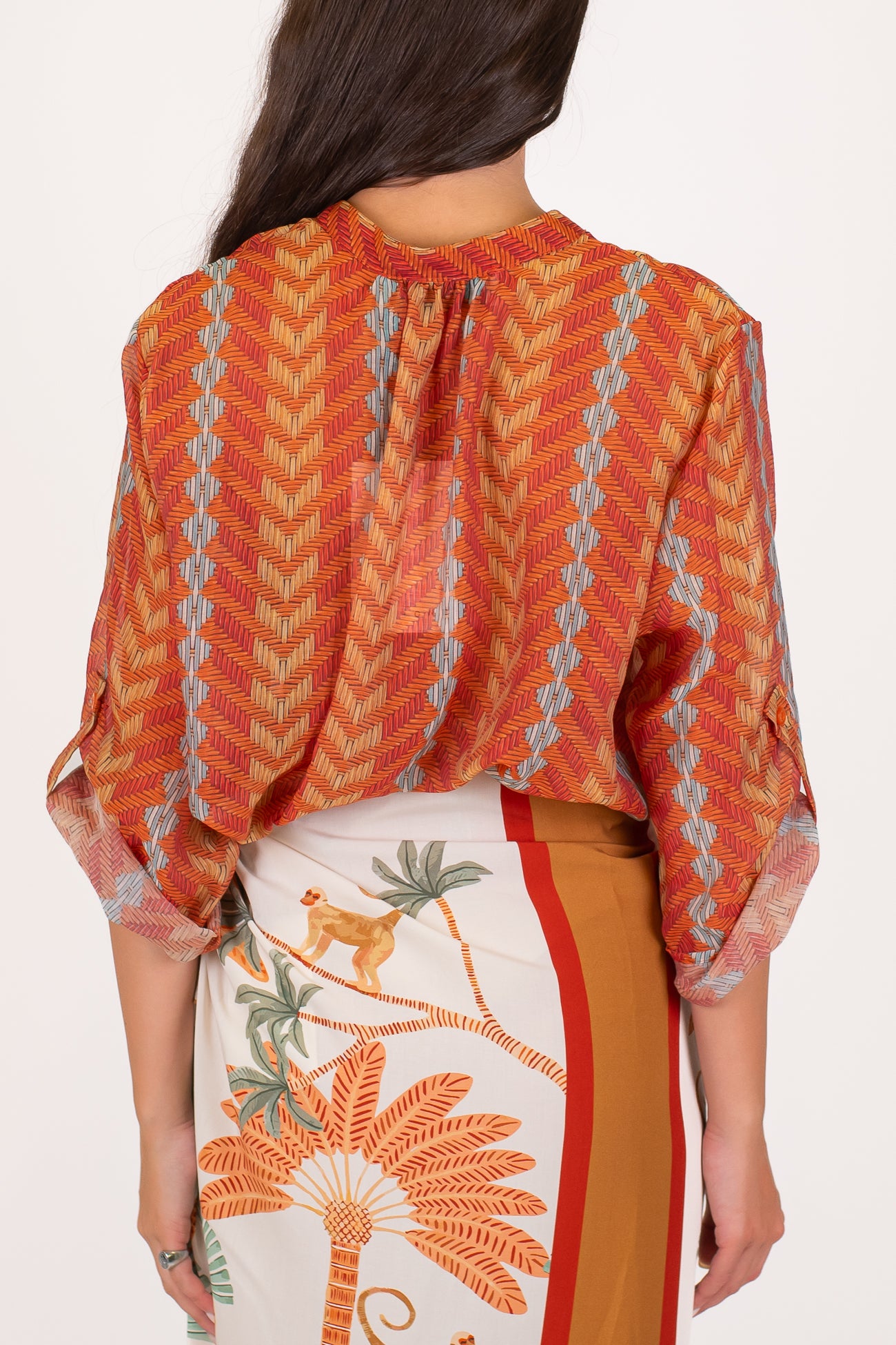 Haveone - Camicia in lyocell fantasia zig zag