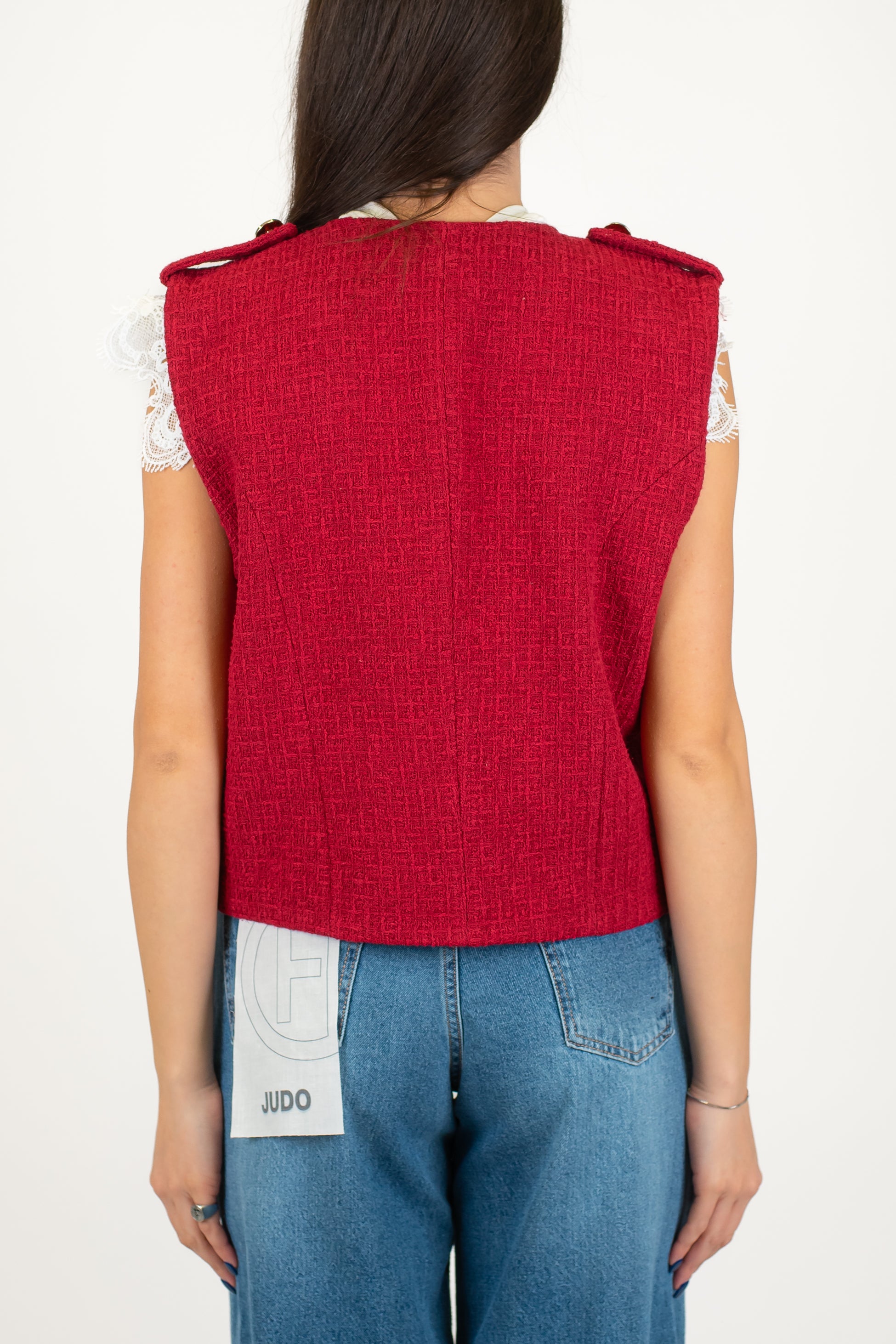 Tensione in - Gilet aperto in tweed modello napoleone