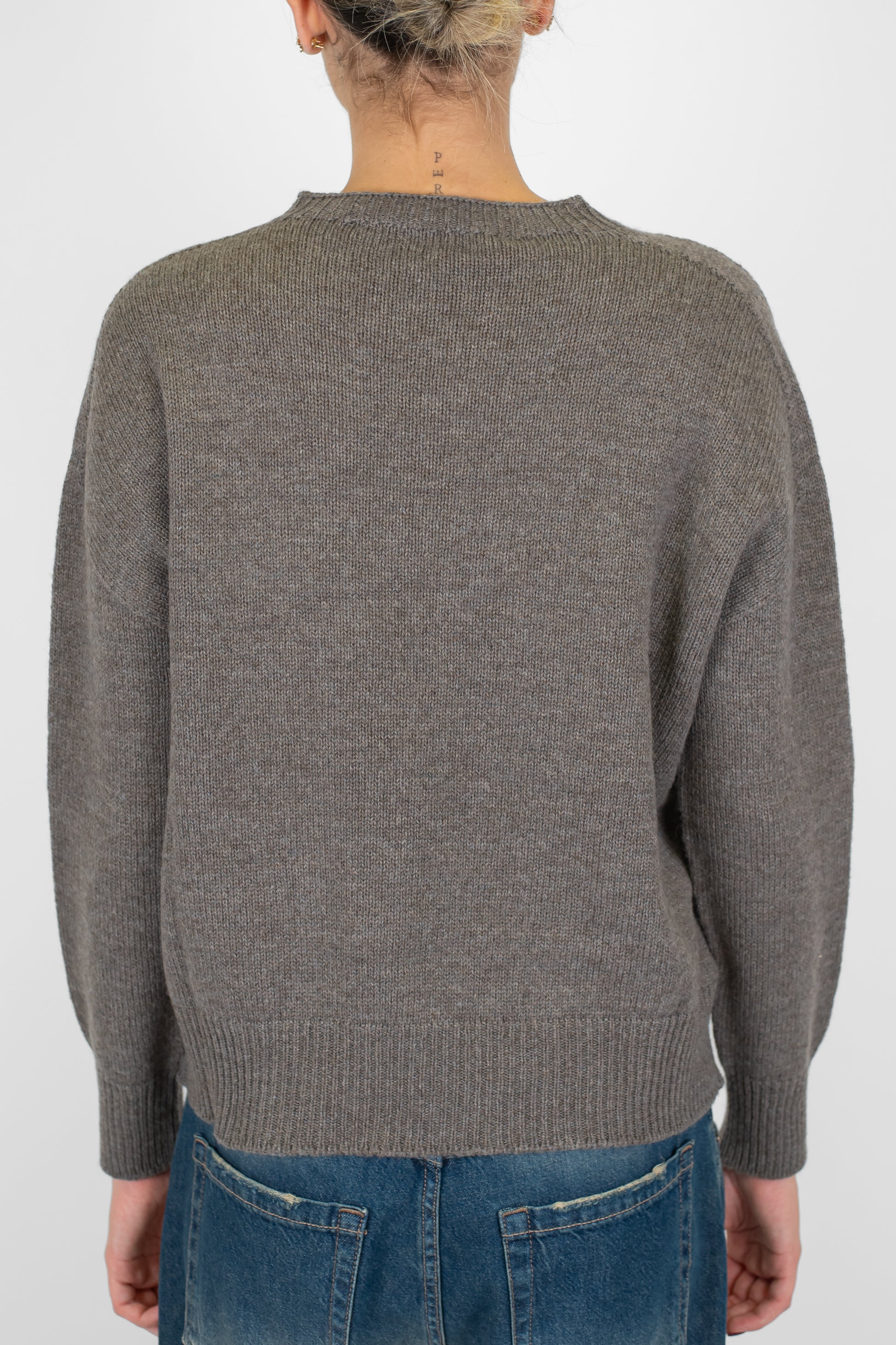 Tensione in - Maglia a scatola a costine in lana e cashmere