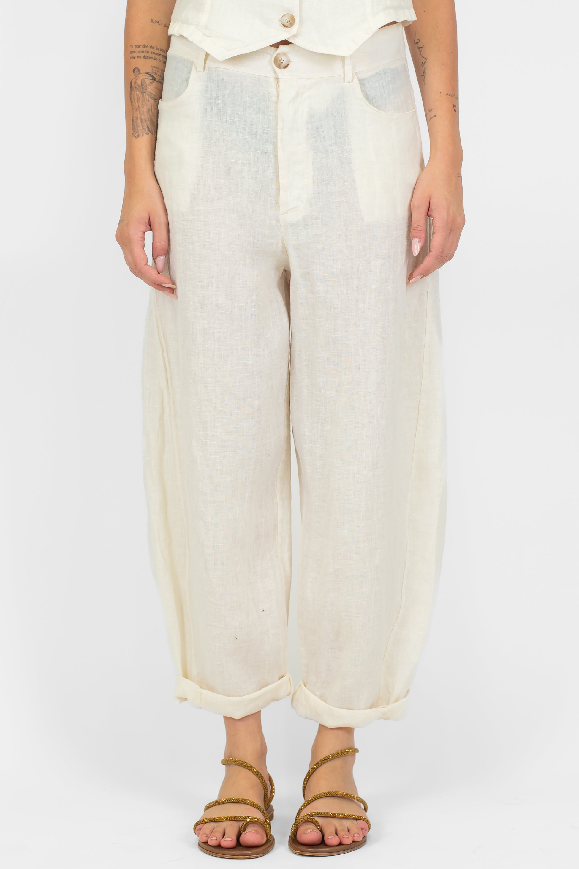 Haveone - Pantalone balloon in puro lino