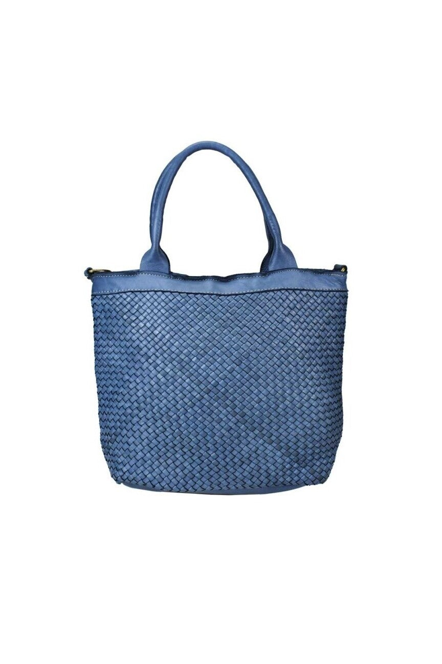 Borsa media in pelle intrecciata