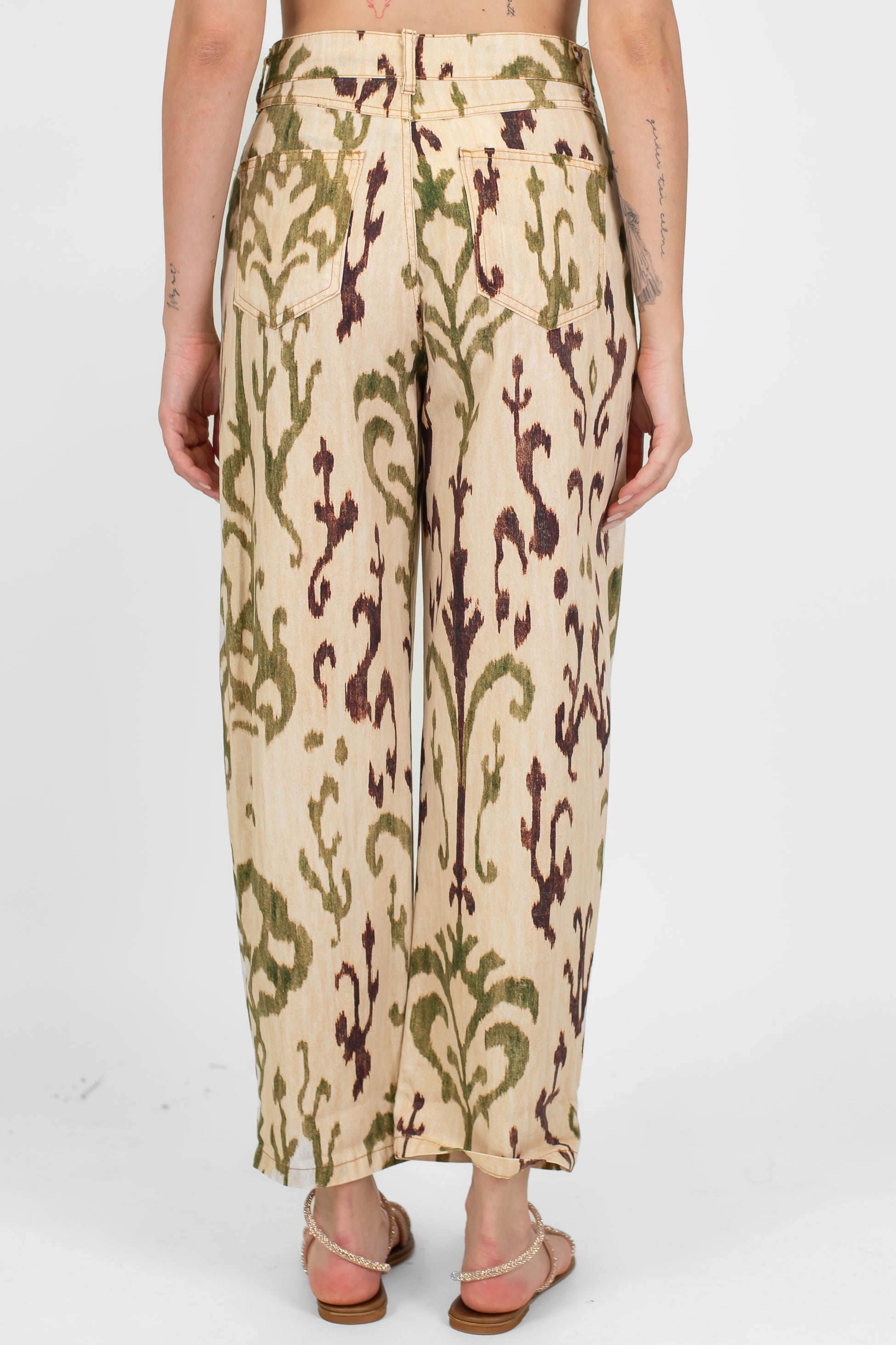 Tensione in - Pantalone in cotone fantasia astratta