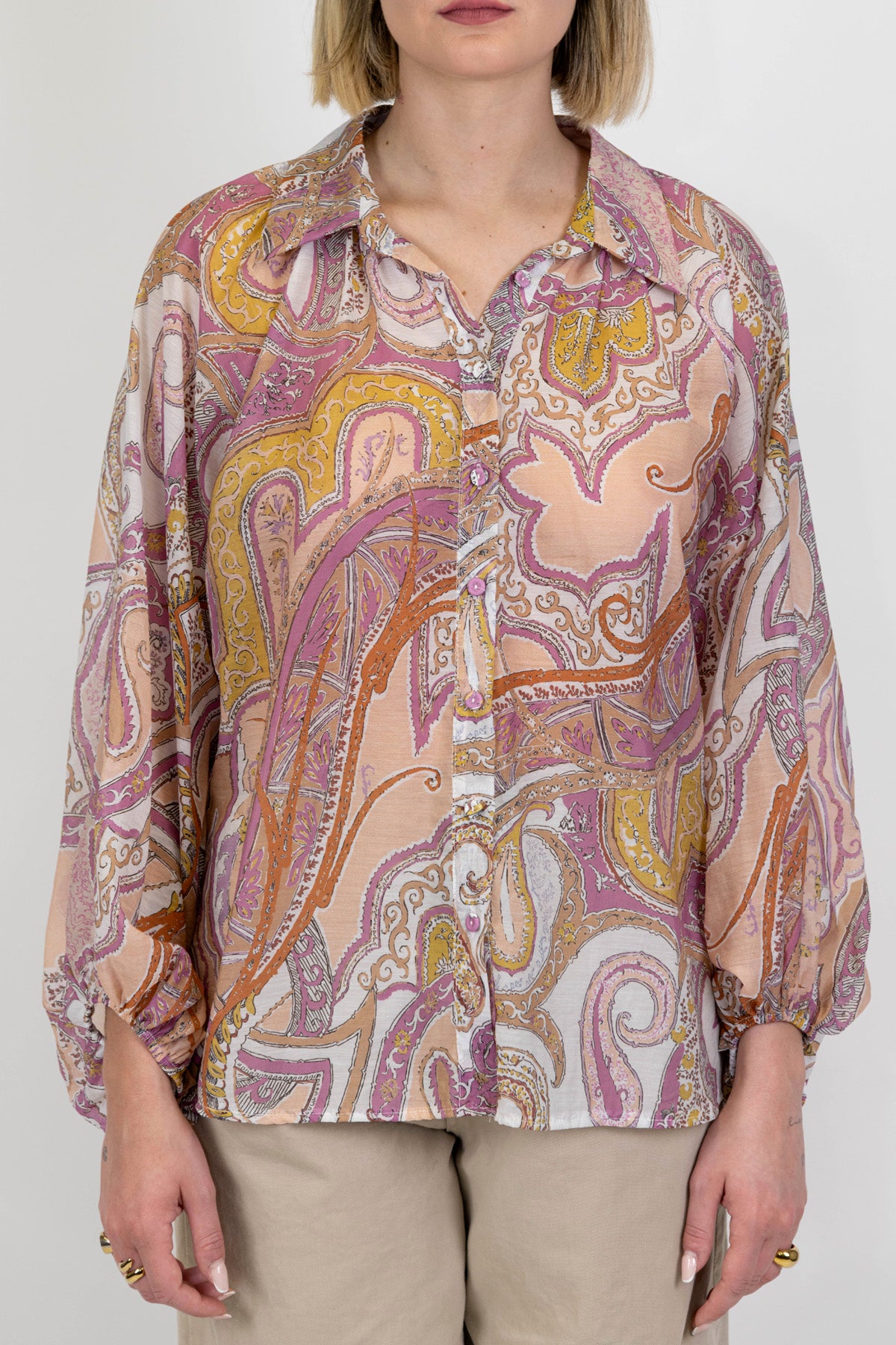 Motel - Camicia fantasia astratta in lyocel