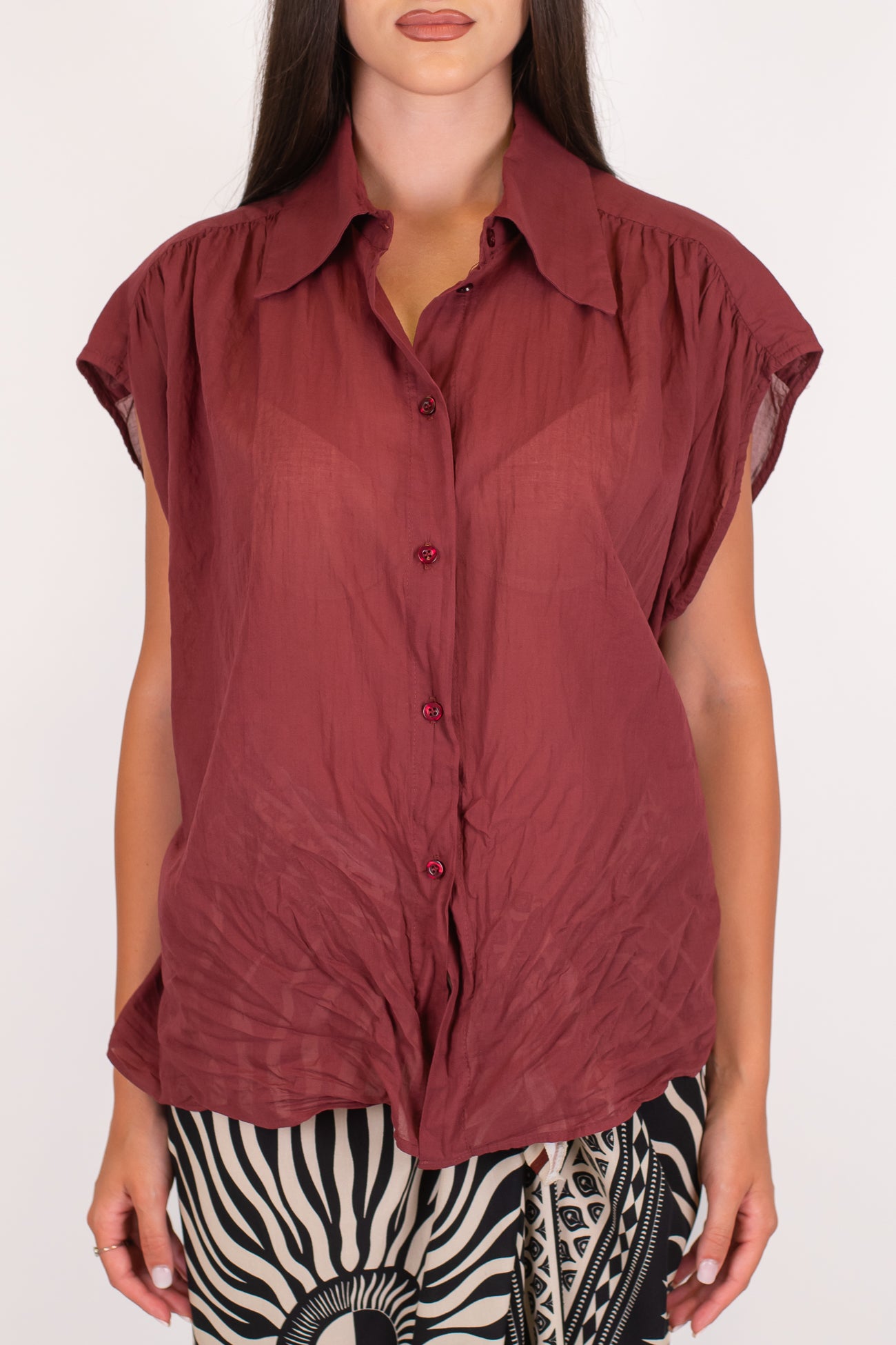 Tensione in - Camicia mezzamanica in mussola di cotone