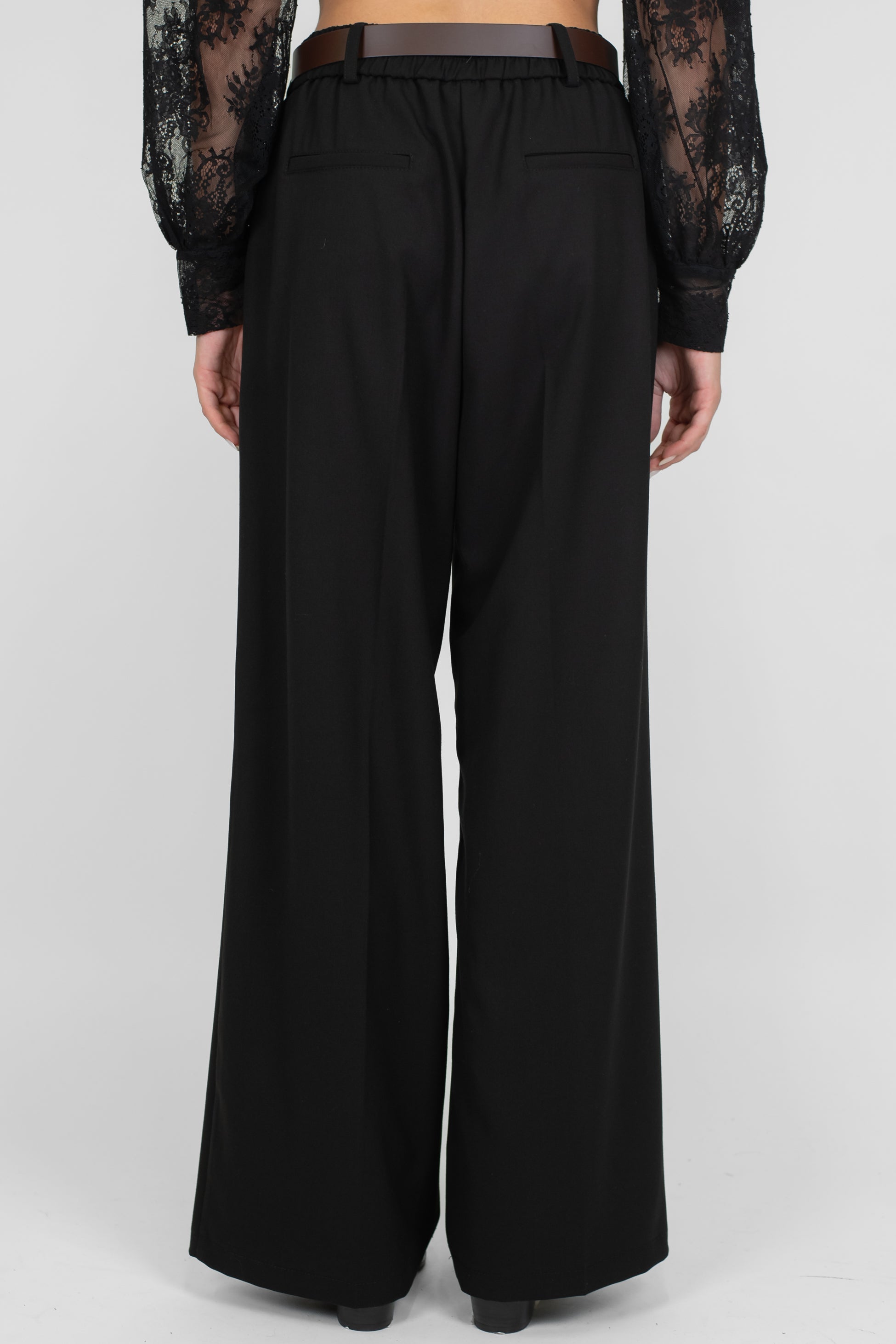 Motel - Pantalone palazzo tinta unita con elastico sul retro