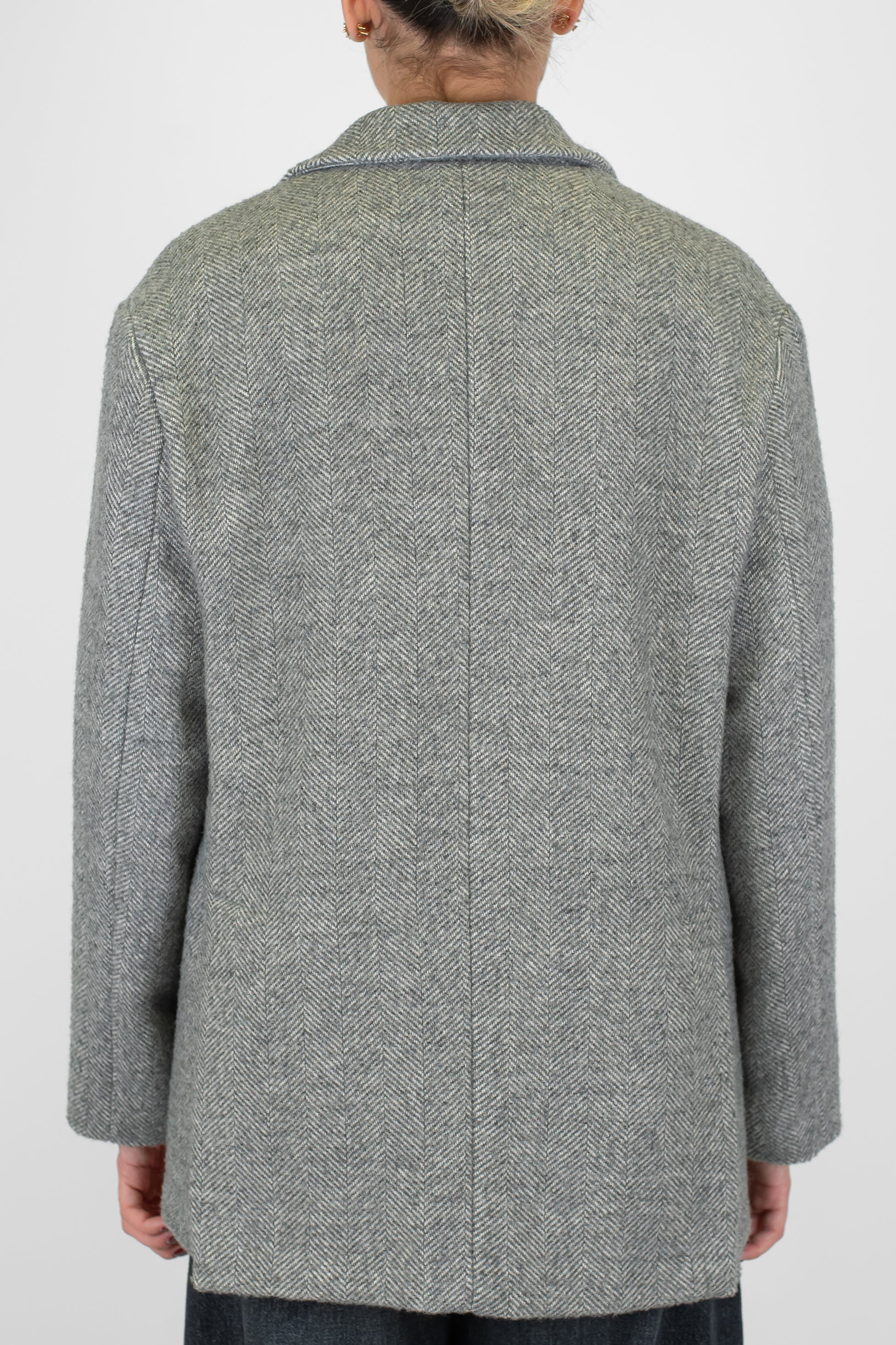 Maryley - Giacca monopetto fantasia spigata in misto lana con spilla