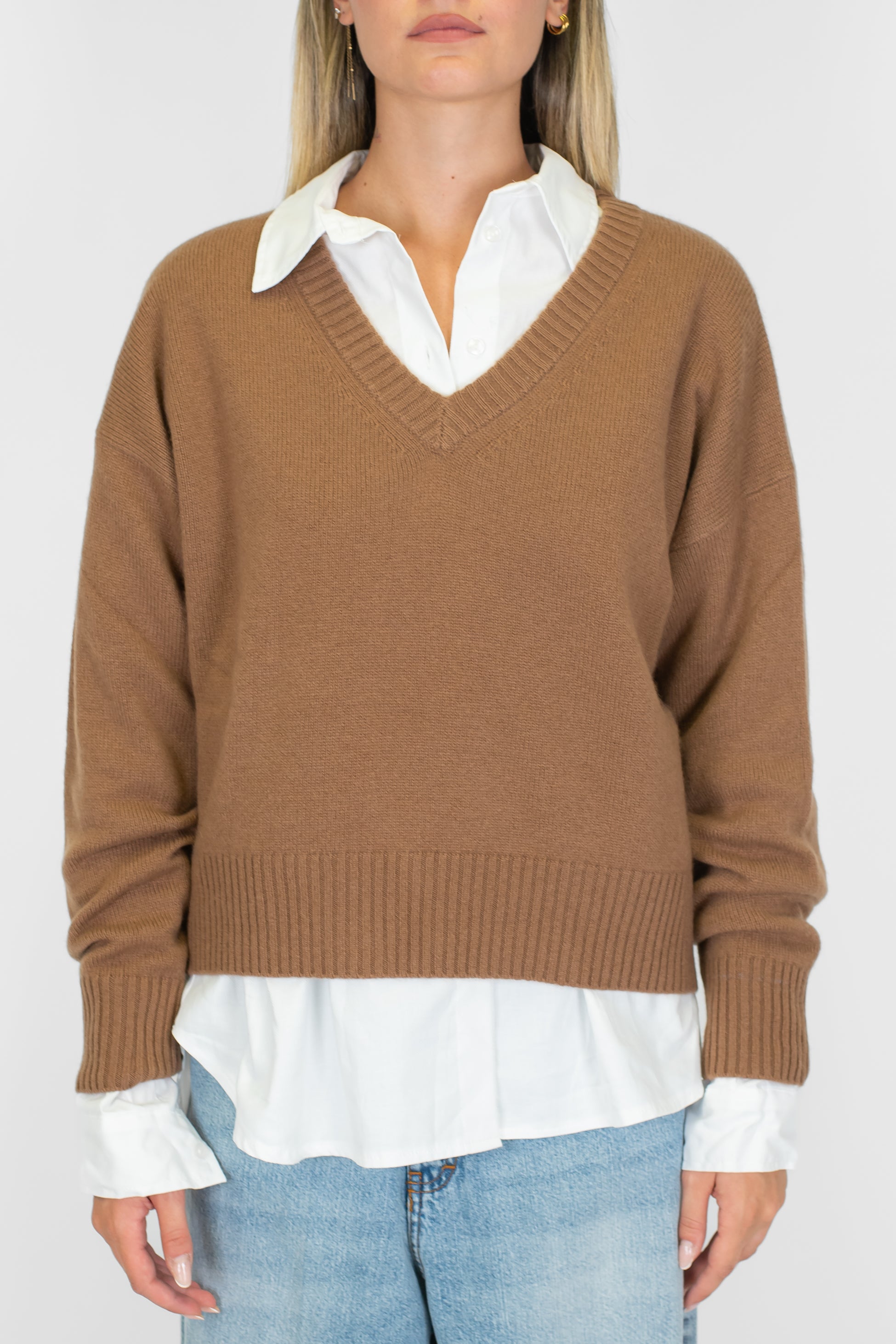 Tensione in - Maglia scollo a V in puro cashmere