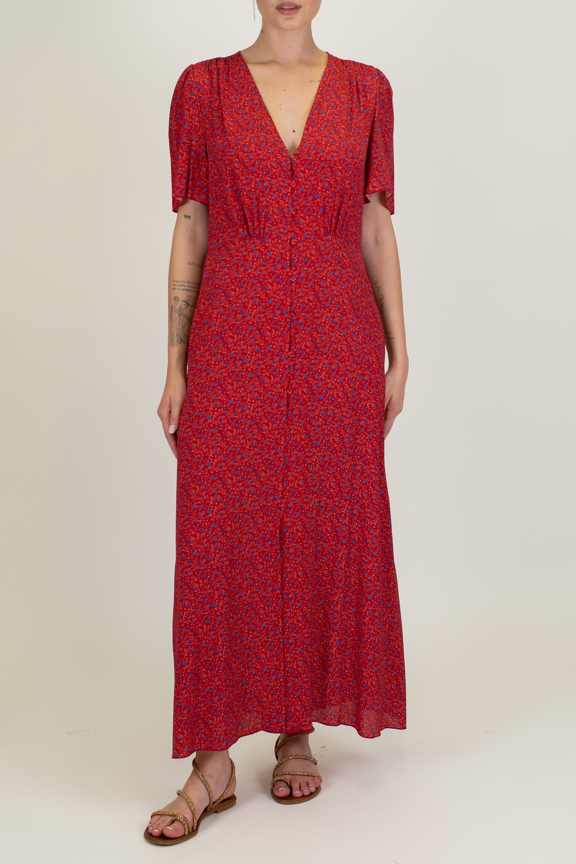 Tensione in - Chemisier fantasiza provenzale in viscosa con scollo a V