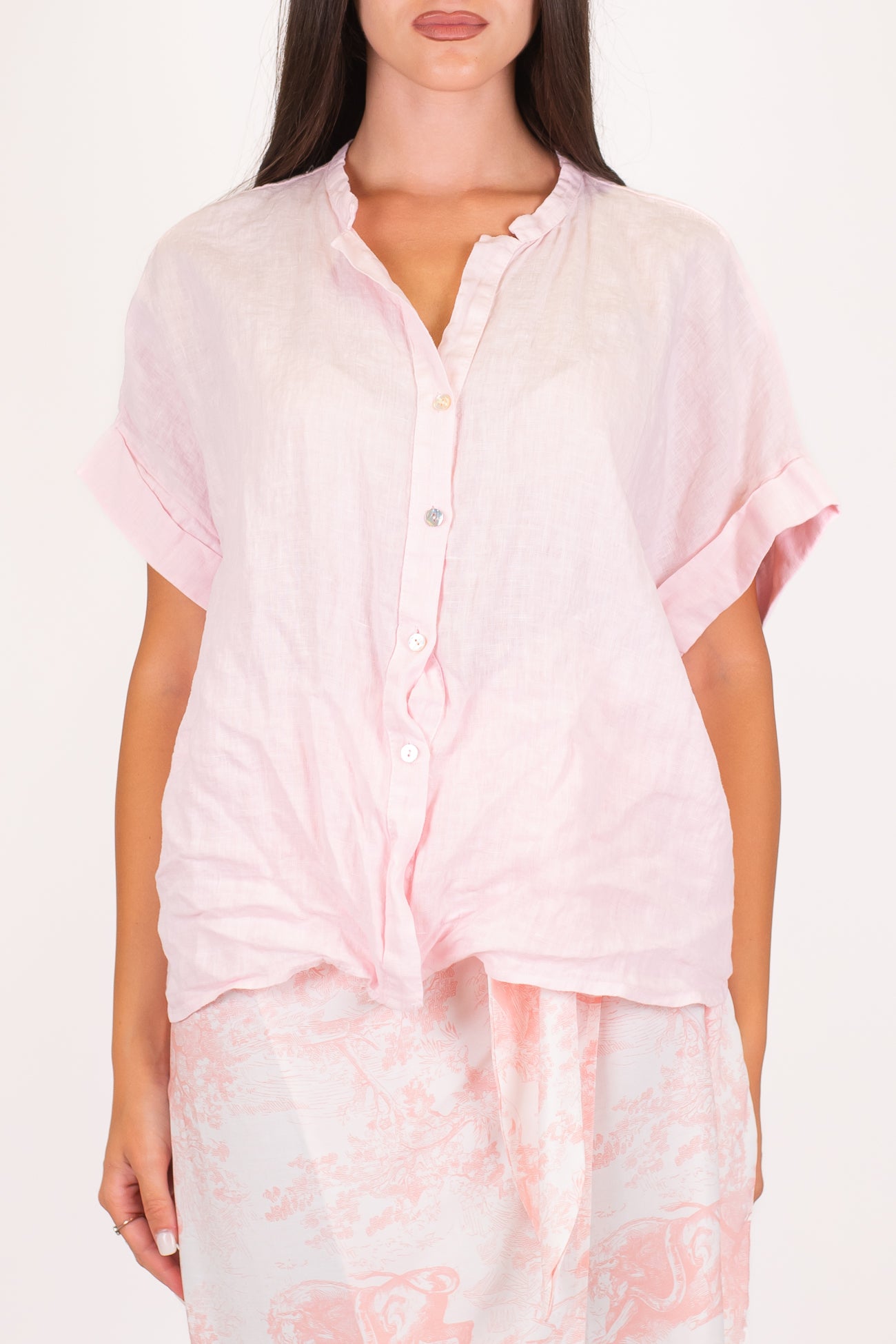 Motel - Camicia mezza manica in puro lino
