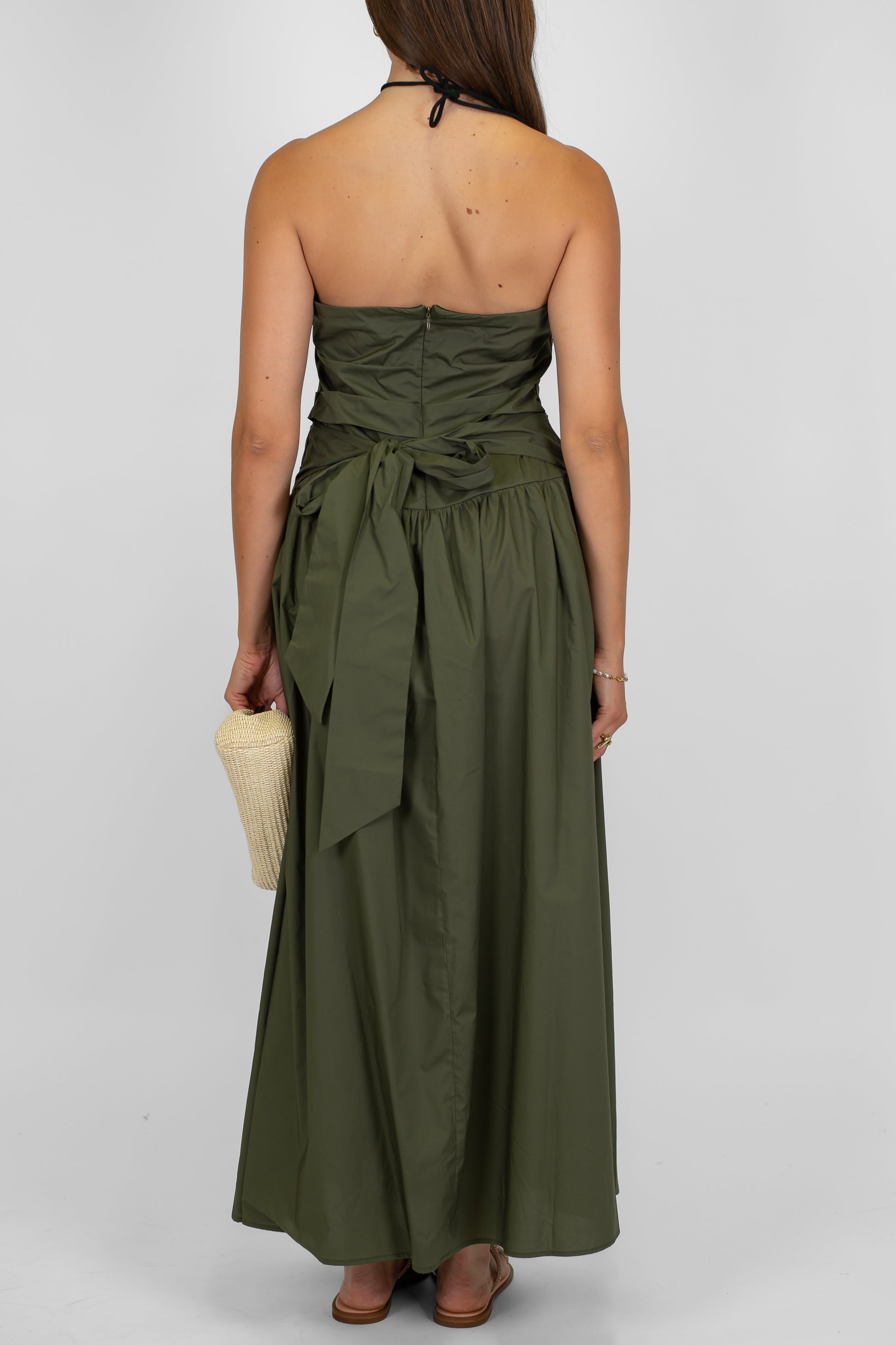 Maryley - Abito lungo a fascia in cotone chiusura al collo