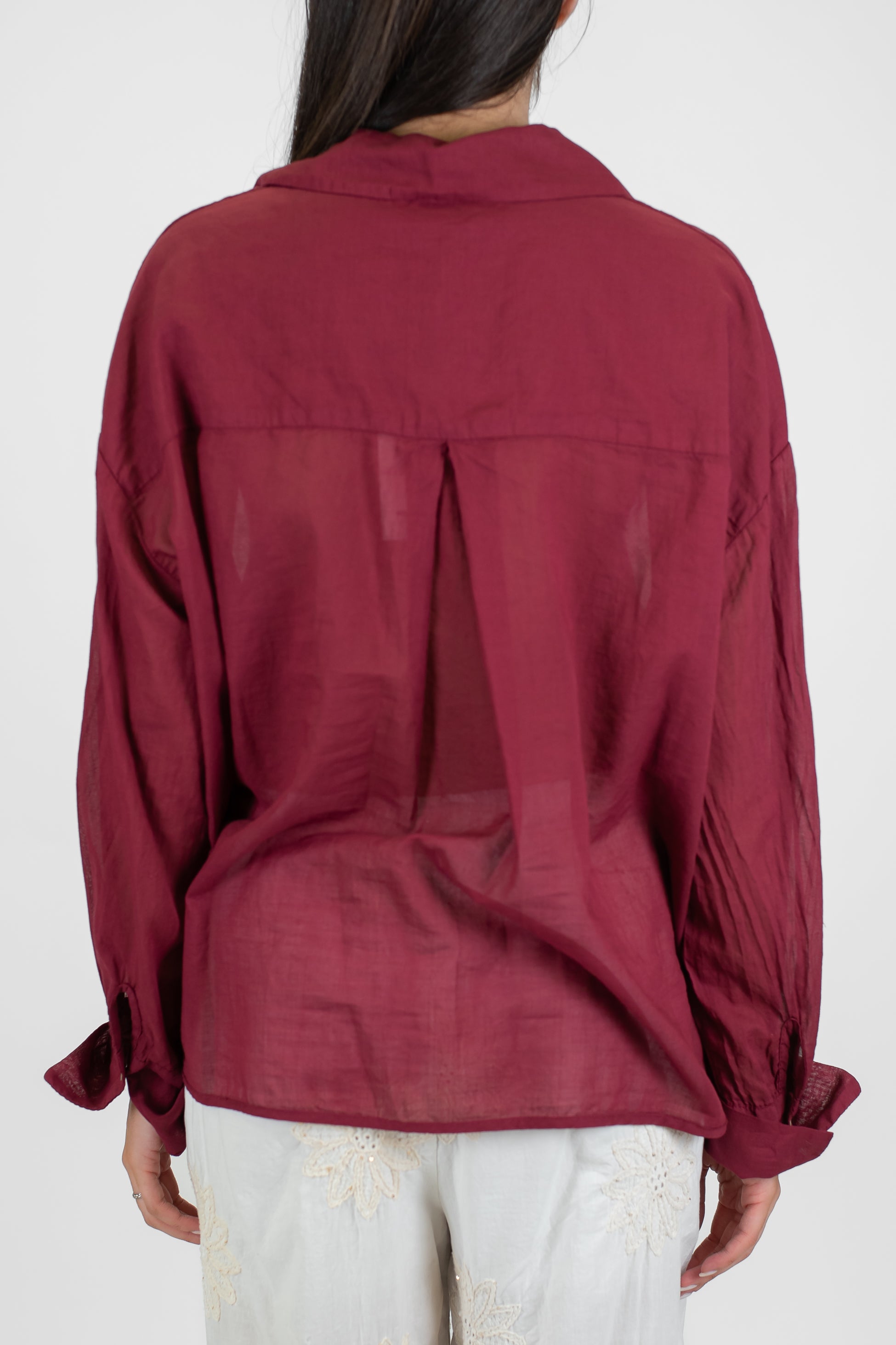 Haveone - Camicia tinta unita in mussola di cotone