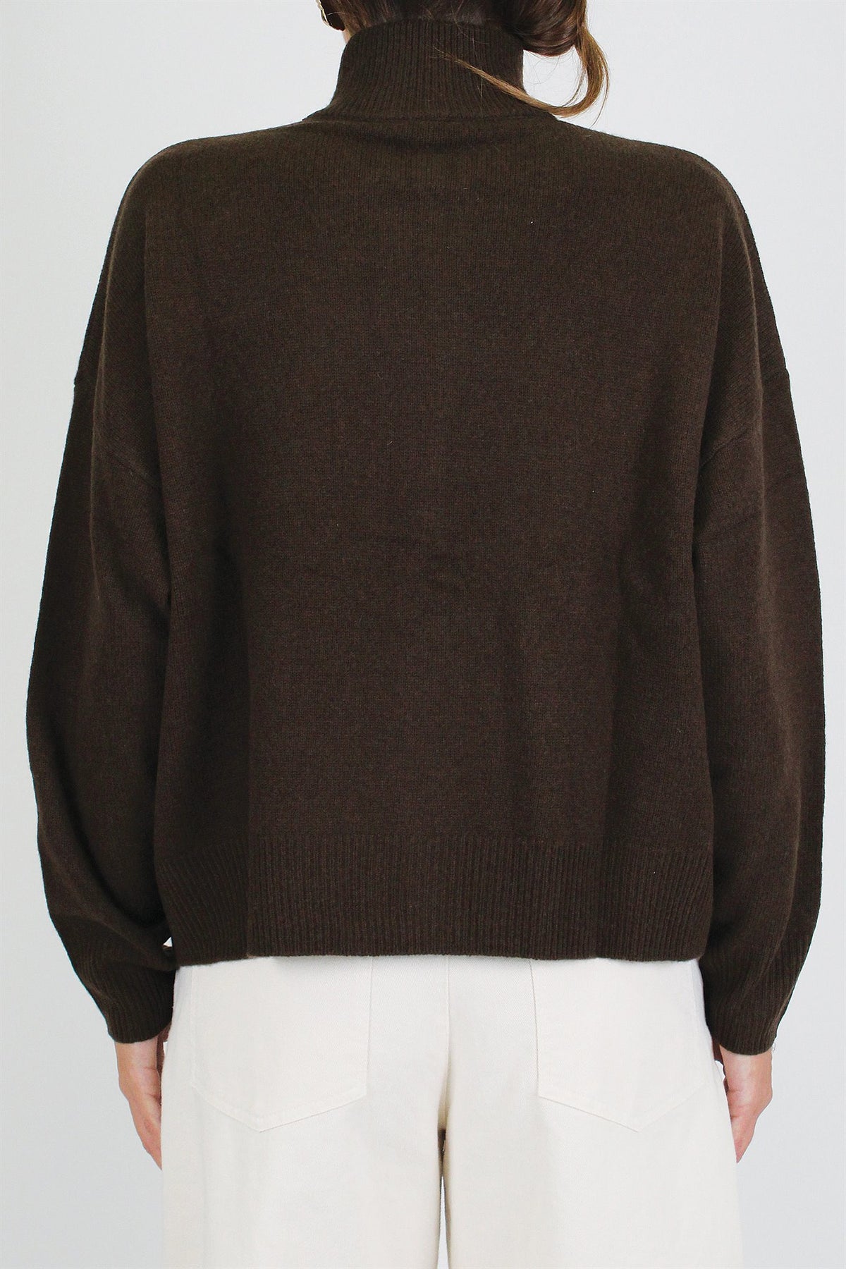 Tensione in - Cardigan in pura lana con collo alto e chiusura zip