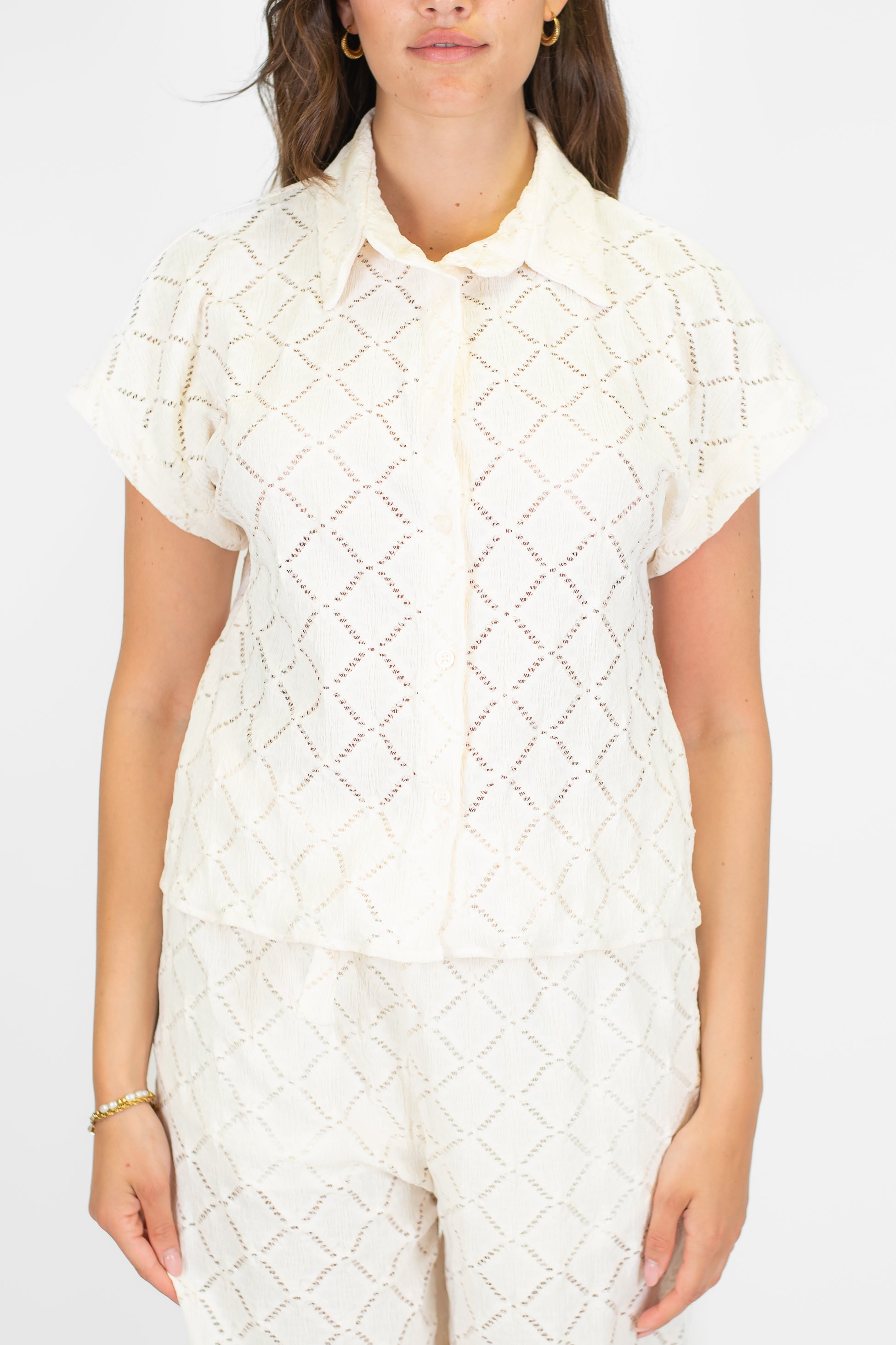 Haveone - Camicia mezzamanica in pizzo