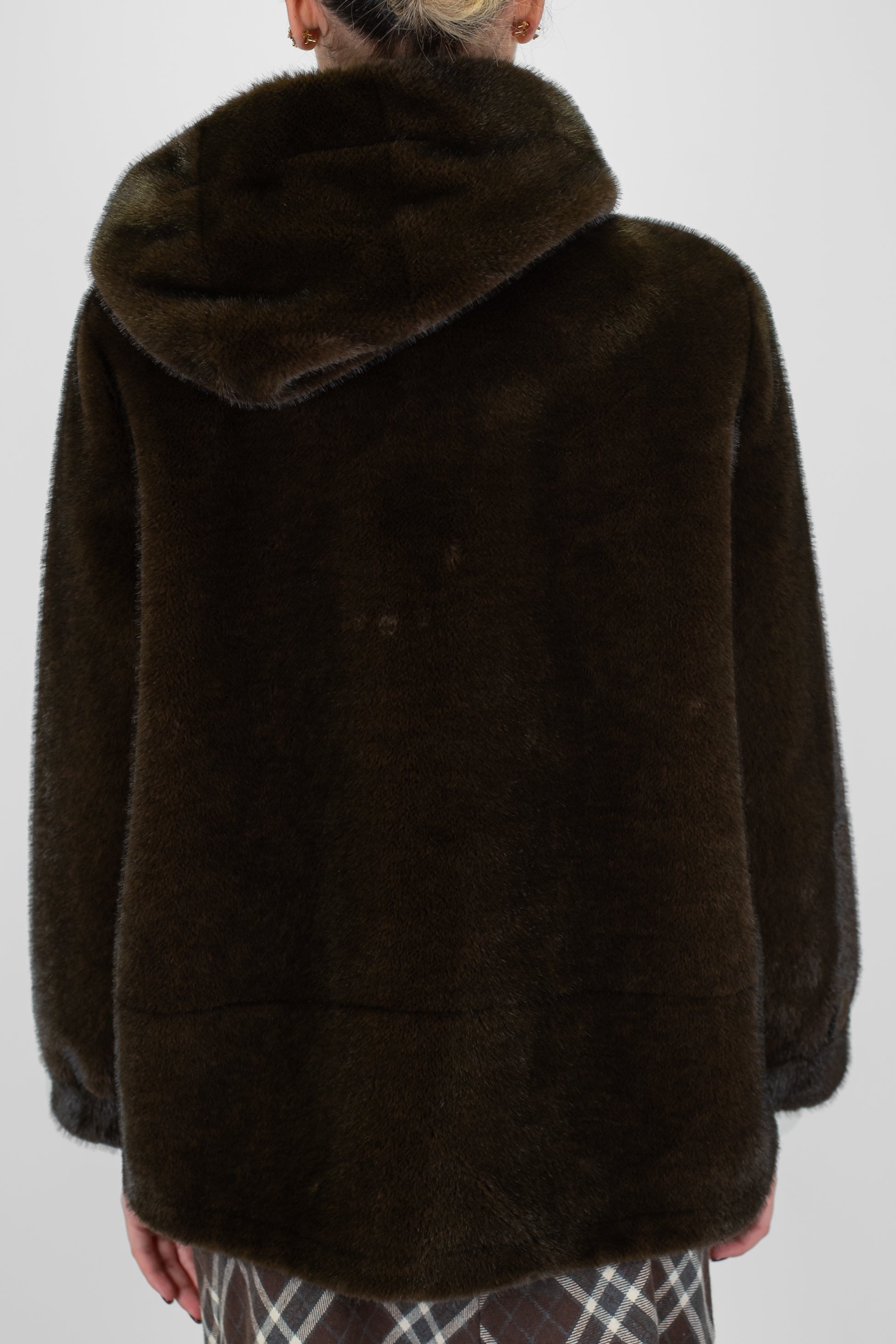 Maryley - Ecopelliccia con cappuccio e fodera in ecomontone