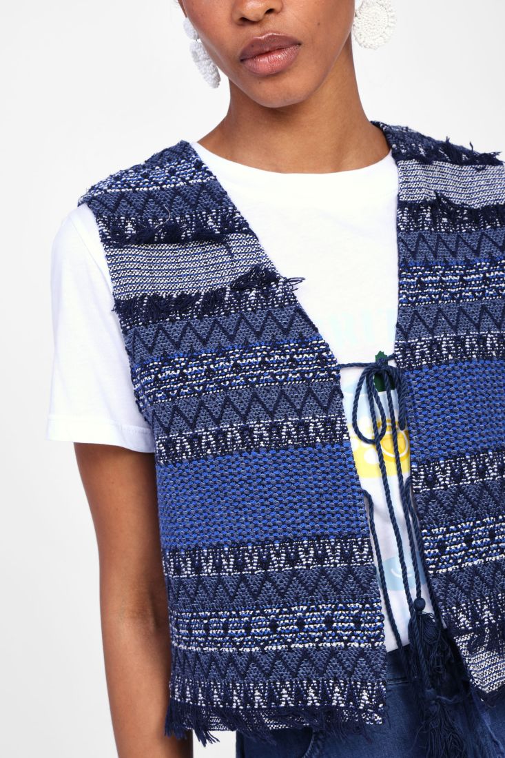 DIxie - Gilet fantasia astratta chiusura con lacci