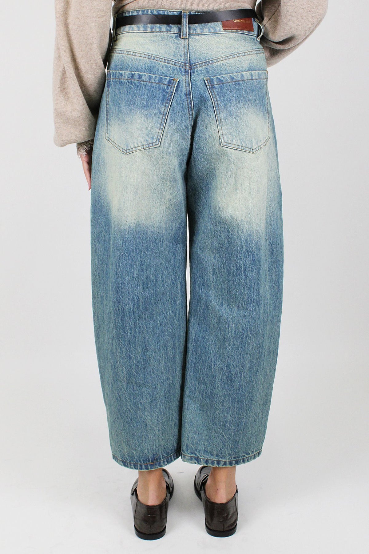 Tensione in - Jeans balloon crop lavaggio chiaro