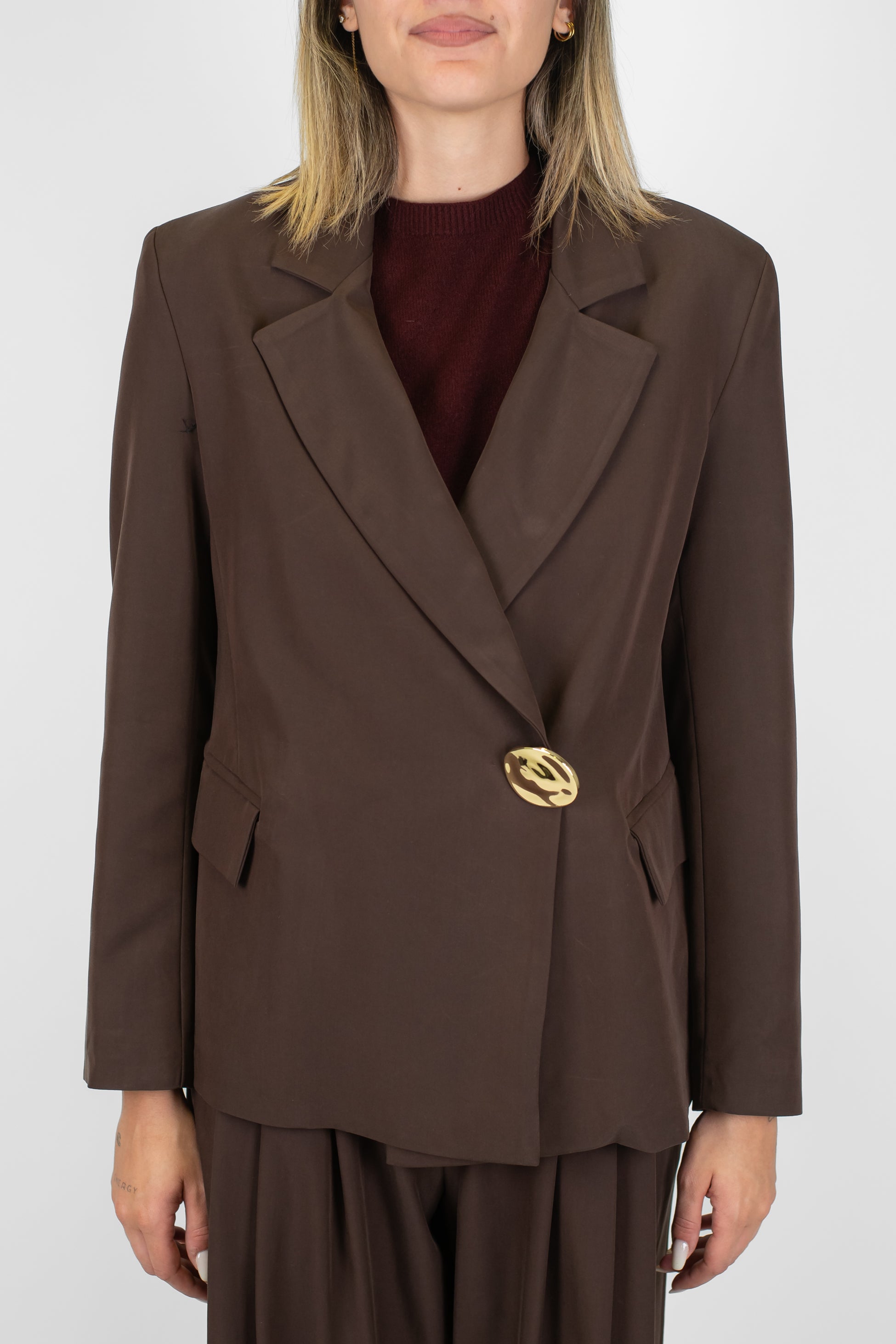 Maryley - Giacca monopetto con abbottonatura laterale e spilla