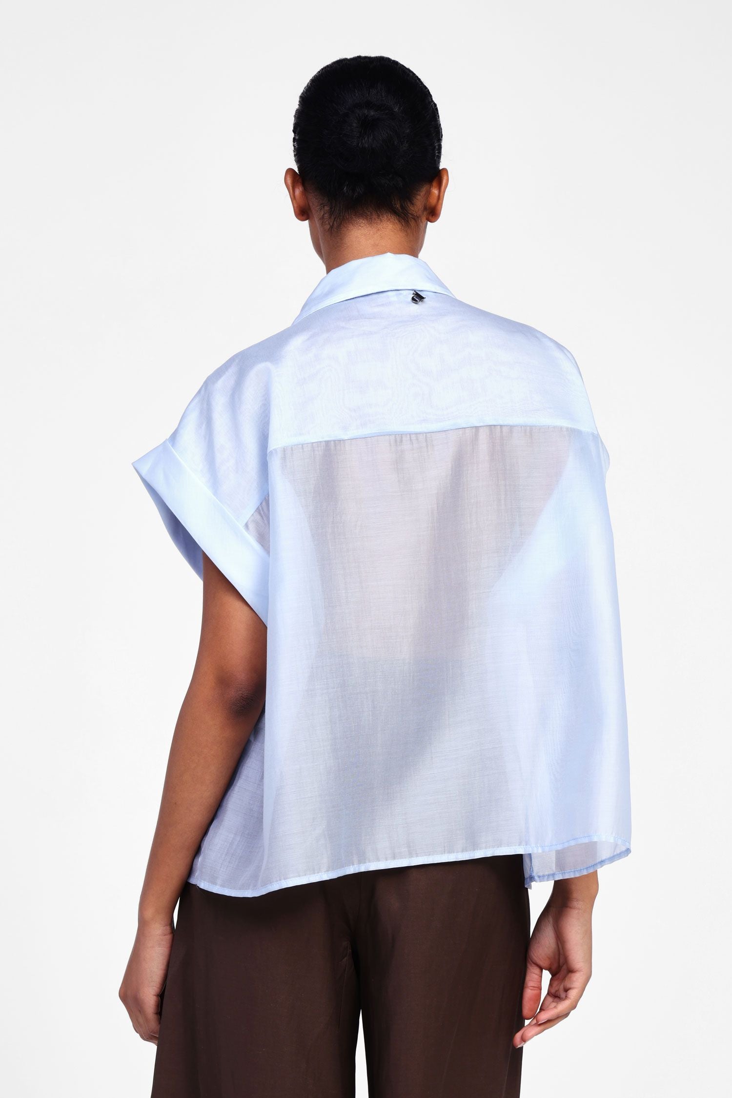 Dixie - Camicia mezzamanica in lyocell con tasconi