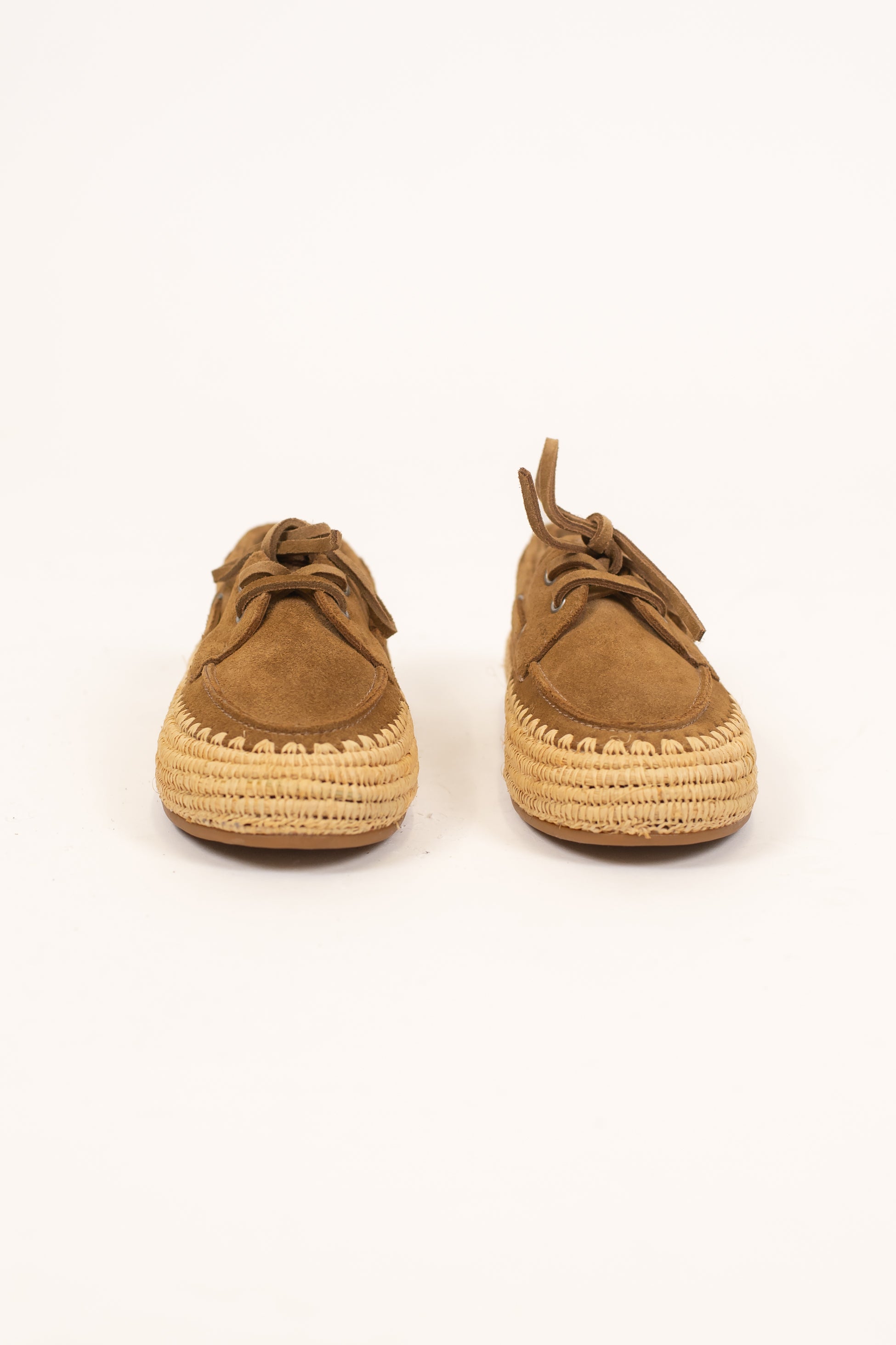 Ovyé - Mocassino in suede con lacci e bordo in corda