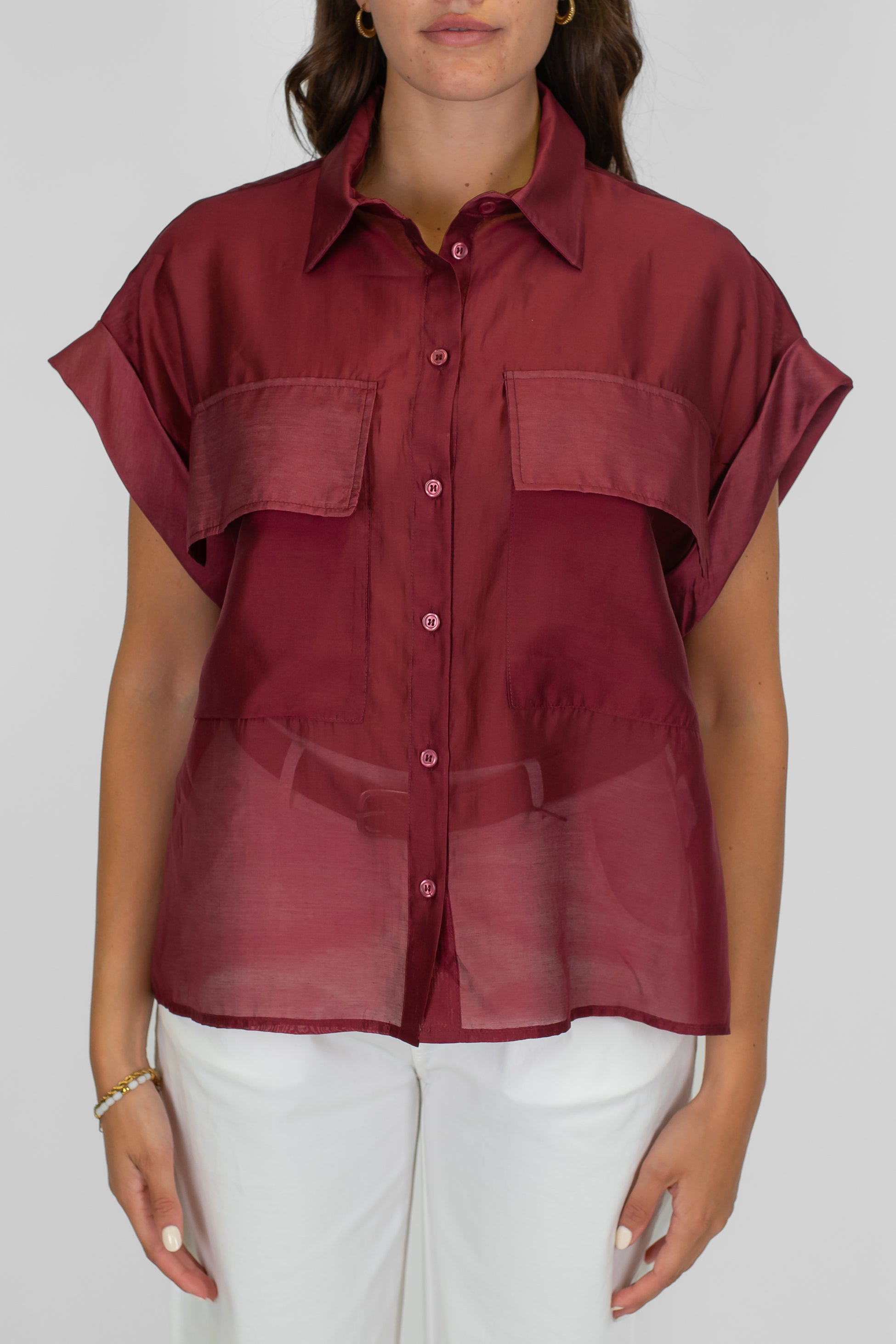 Dixie - Camicia mezzamanica in lyocell con tasconi