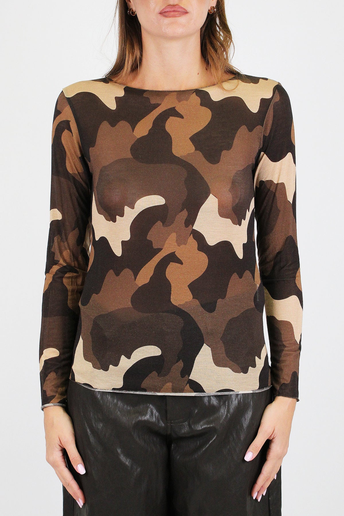 Haveone - Maglia basic fantasia camouflage in misto lana