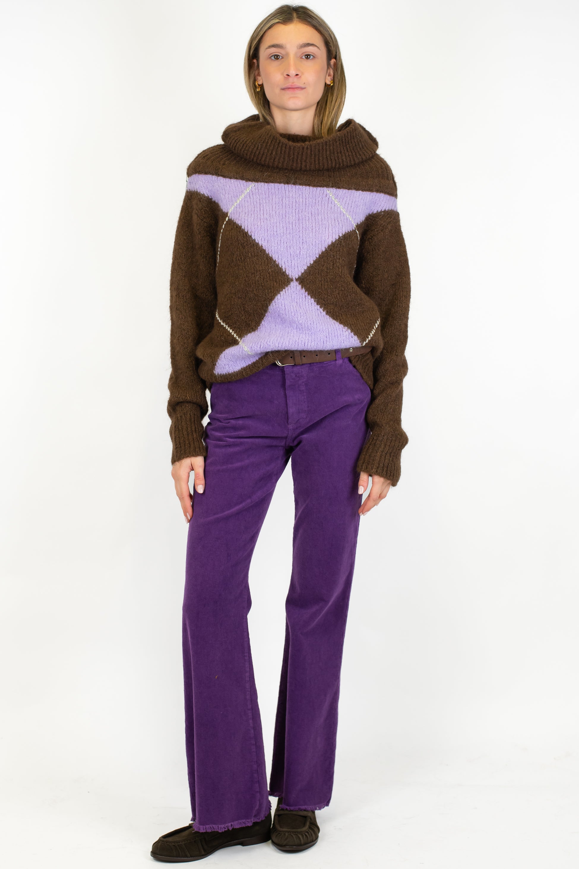 Motel - Pantalone a zampa in velluto millerighe