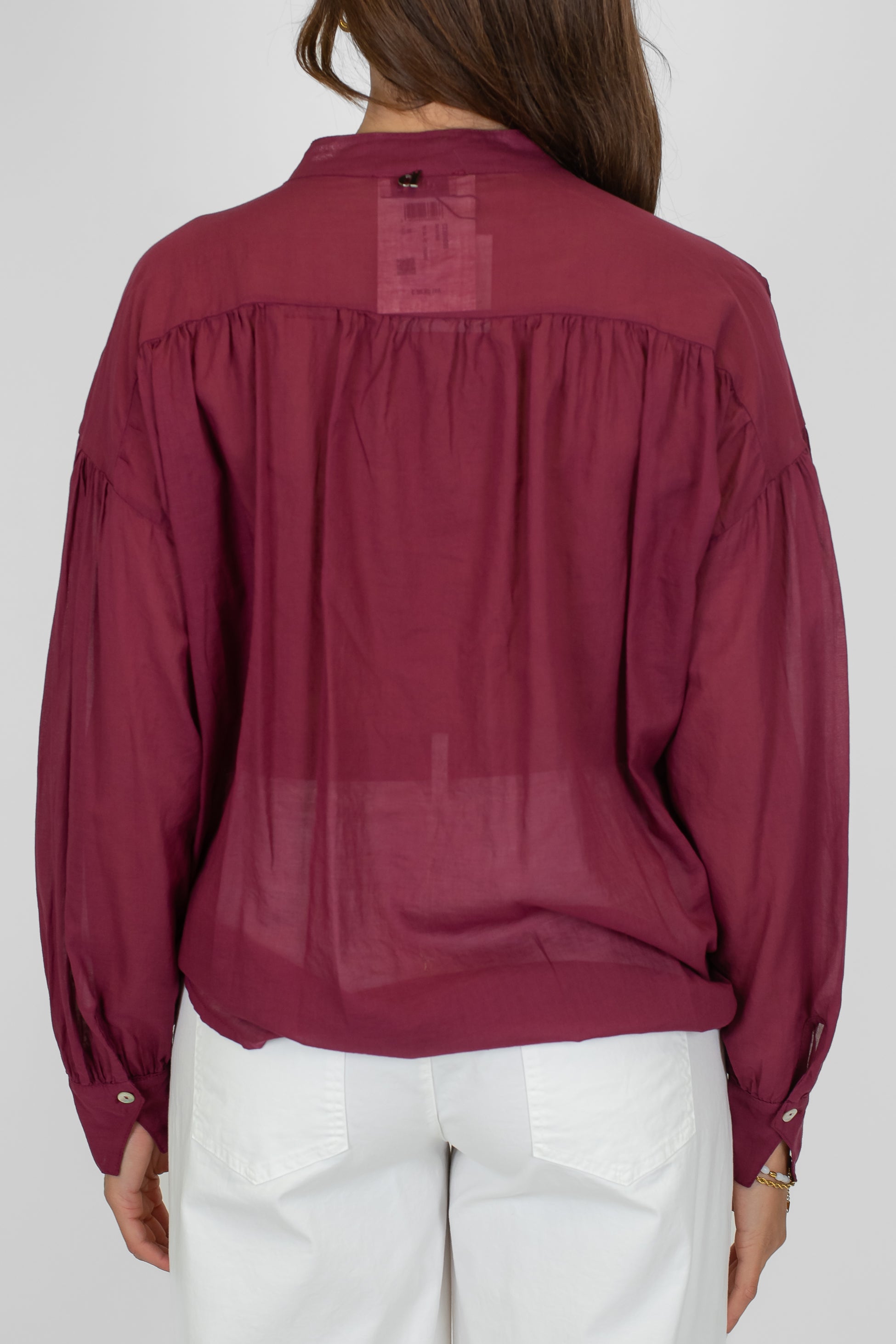 DIxie - Camicia in mussola di cotone collo coreano