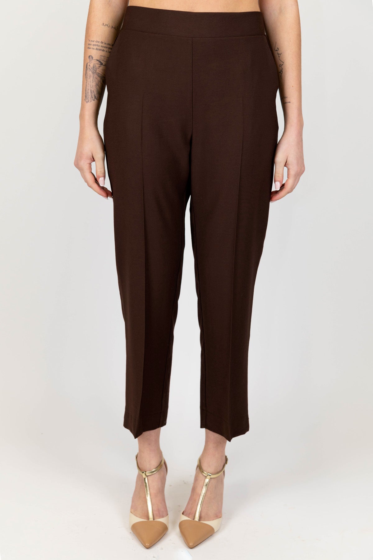 Maryley - Pantalone slim con elastico in vita