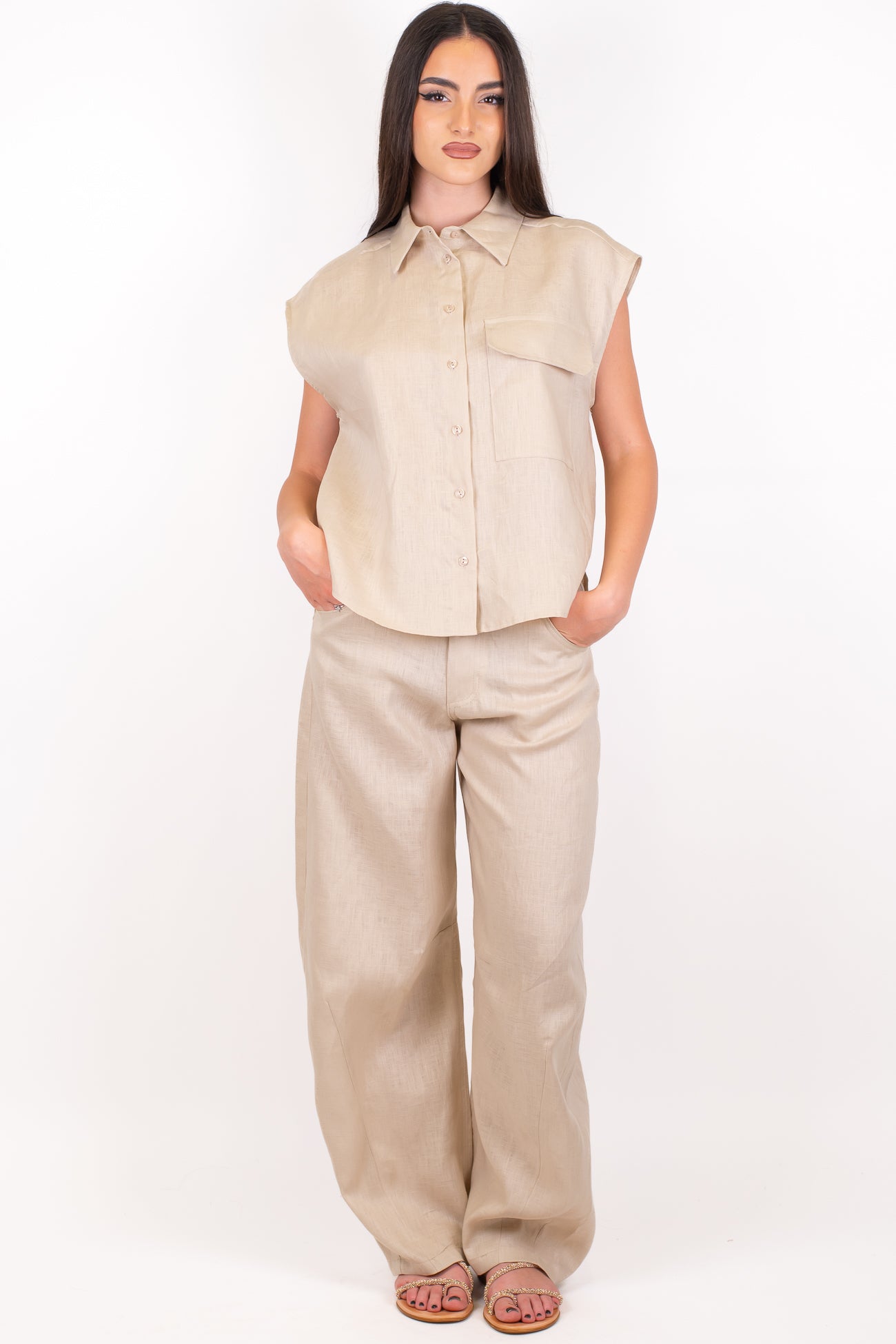 Tensione in - Pantalone balloon in puro lino