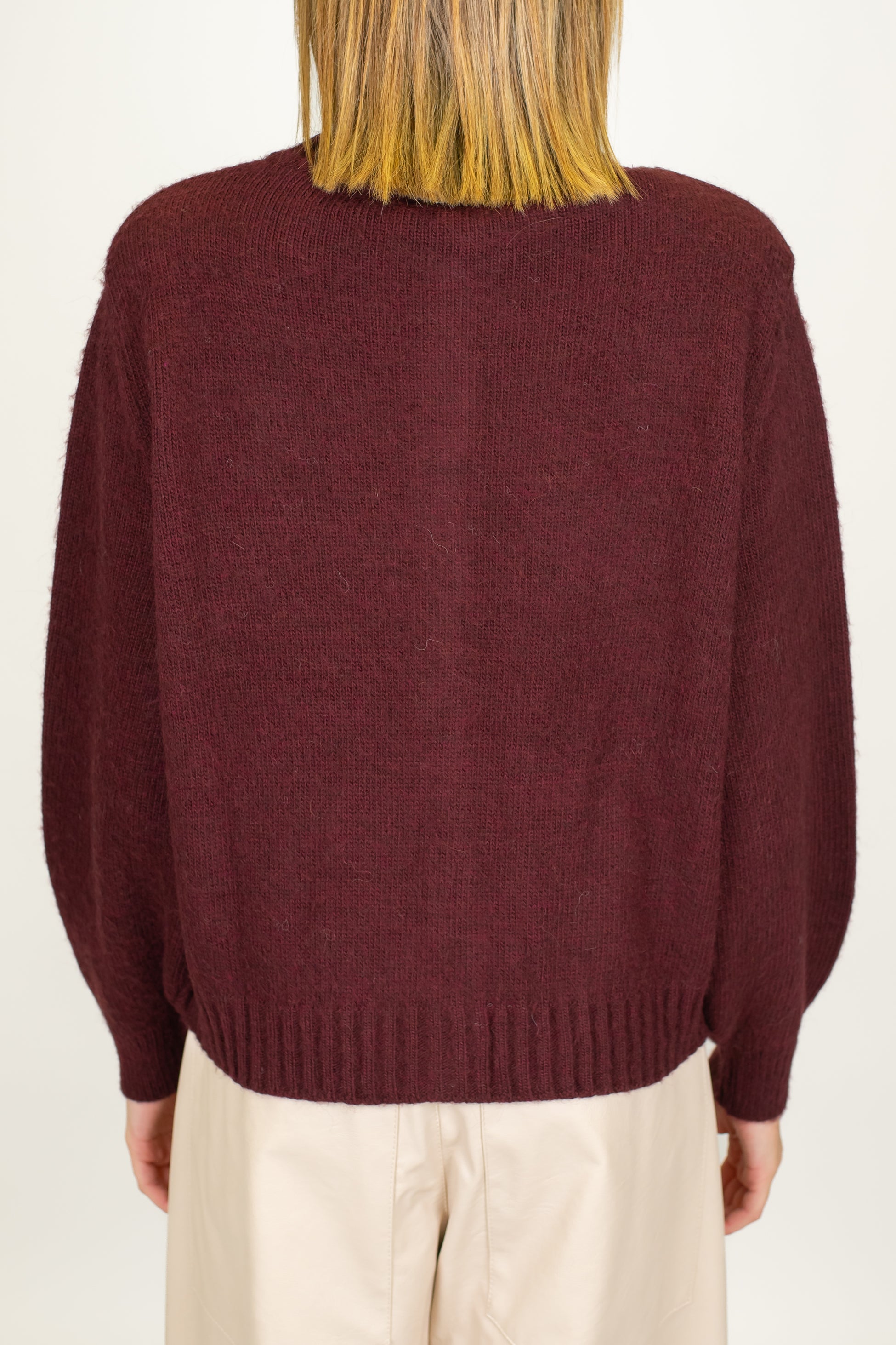 Maryley - Cardigan fantasia rombi a contrasto in misto lana con spalline