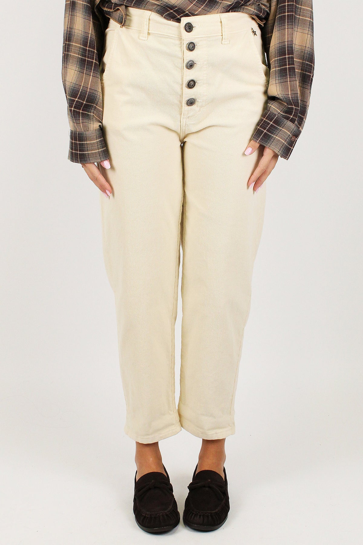 Souvenir - Pantalone regular in velluto a coste con chiusura bottoni