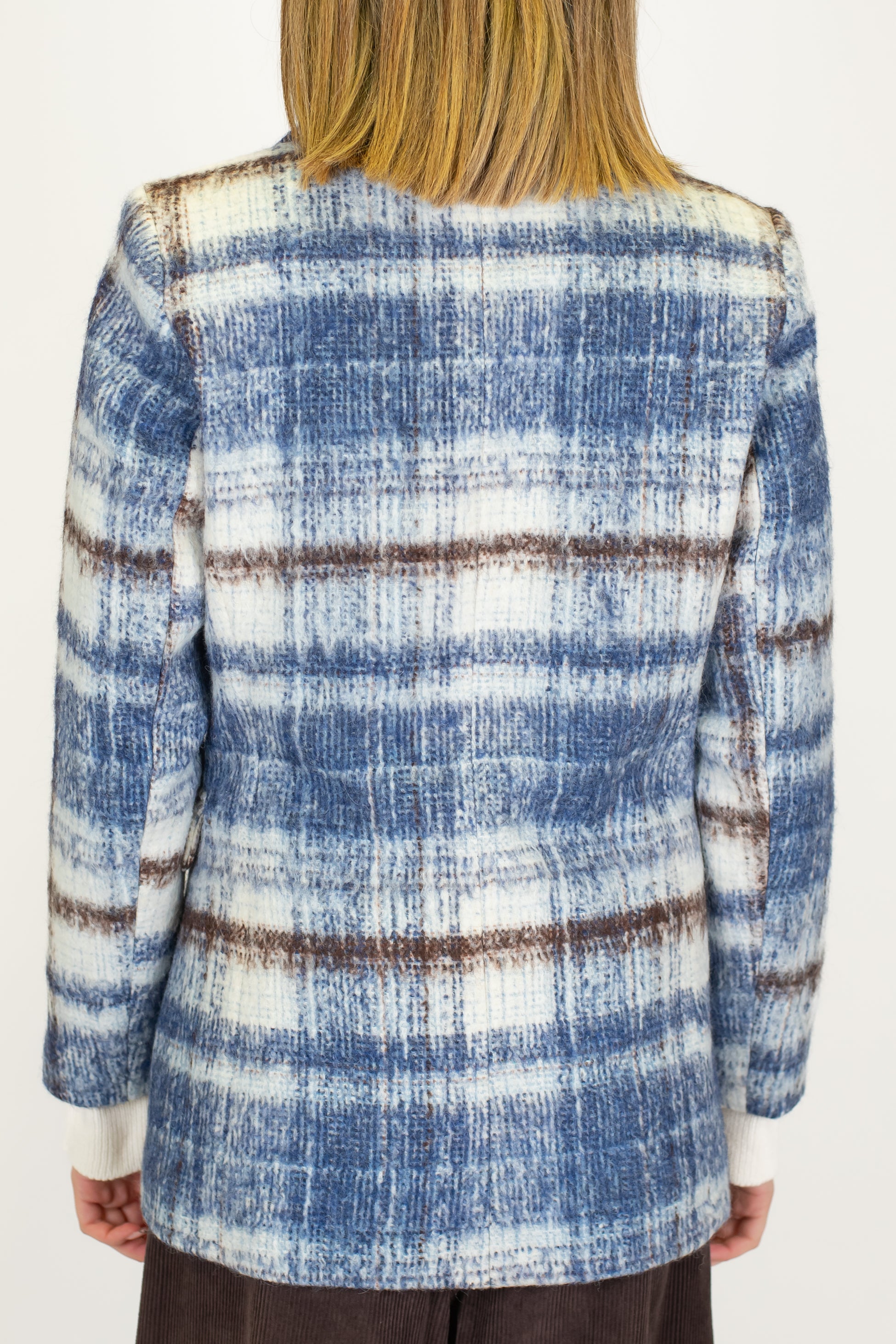 Motel - Giacca monopetto fantasia check in misto lana con spille