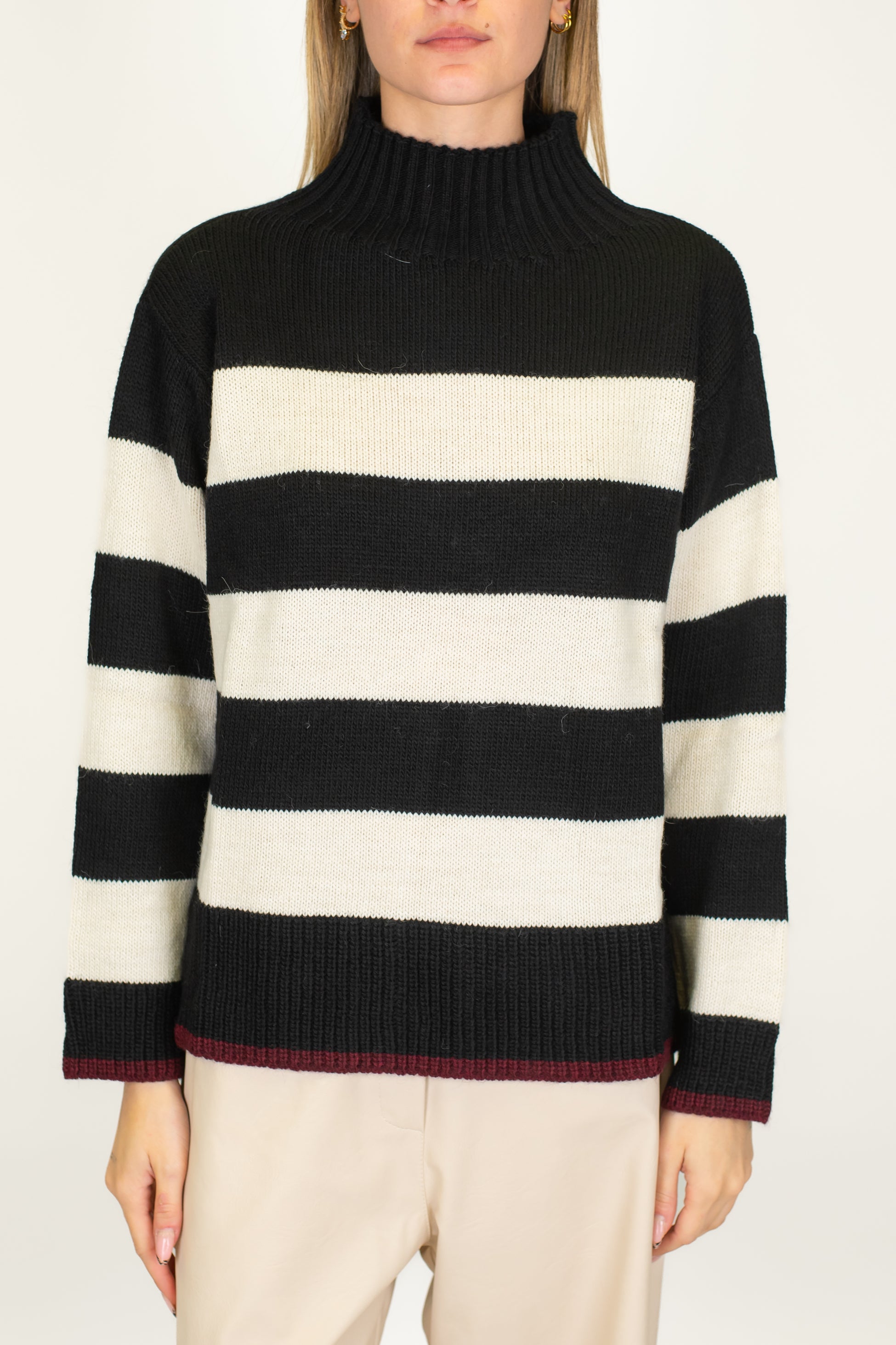 Motel - Lupetto fantasia a righe con fondo a contrasto