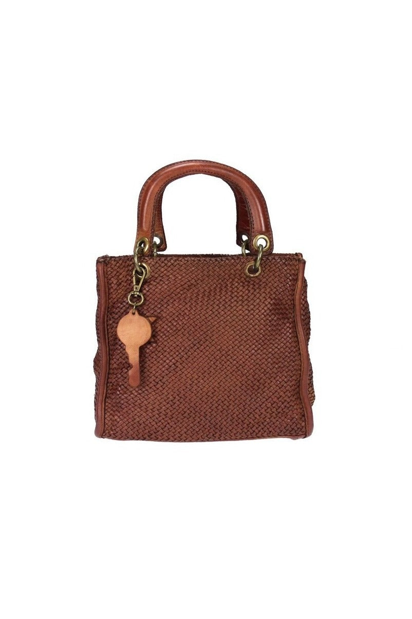 Borsa piccola in pelle intrecciata vintage