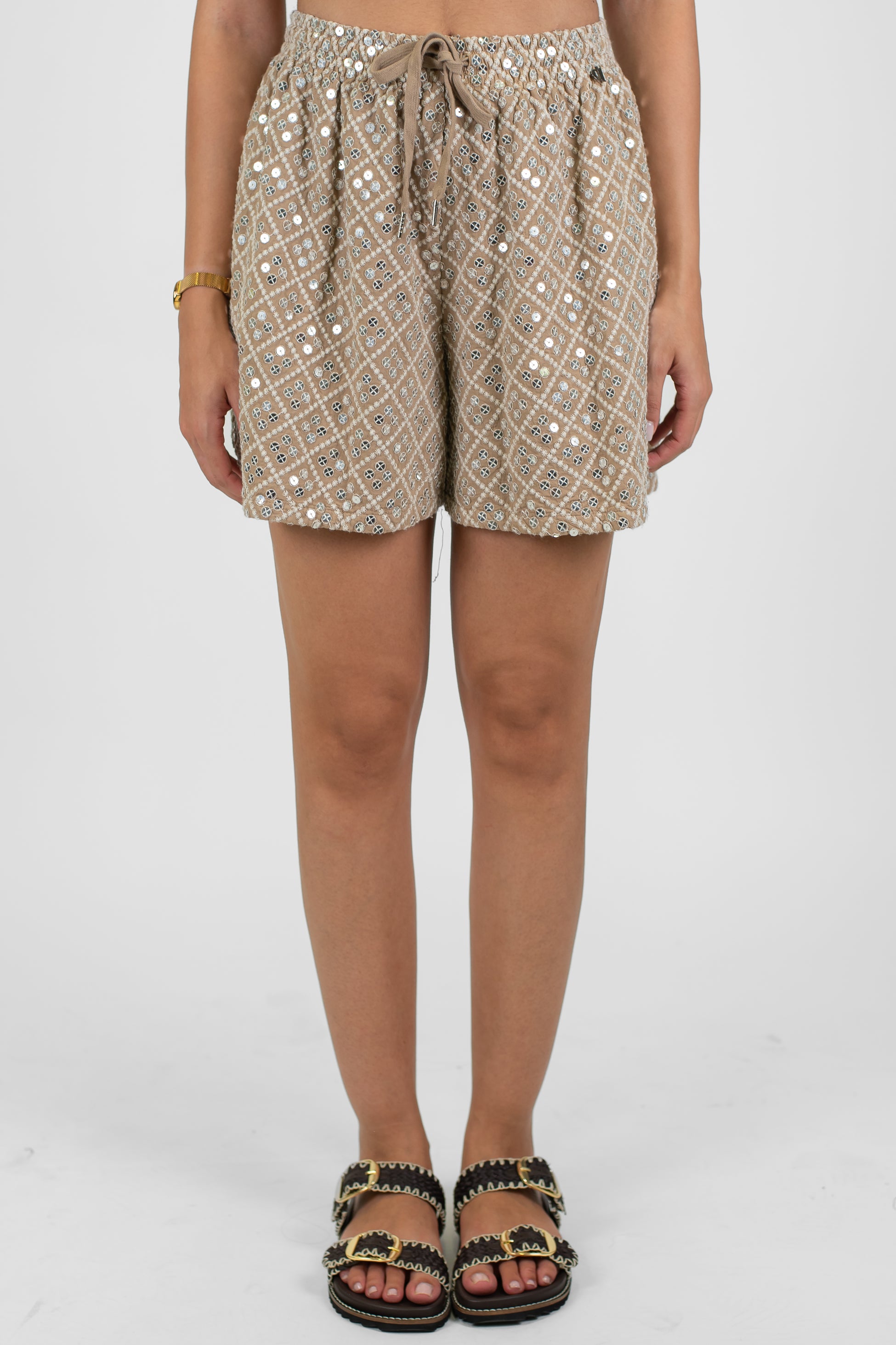 Dixie - Bermuda paillettes con coulisse in vita